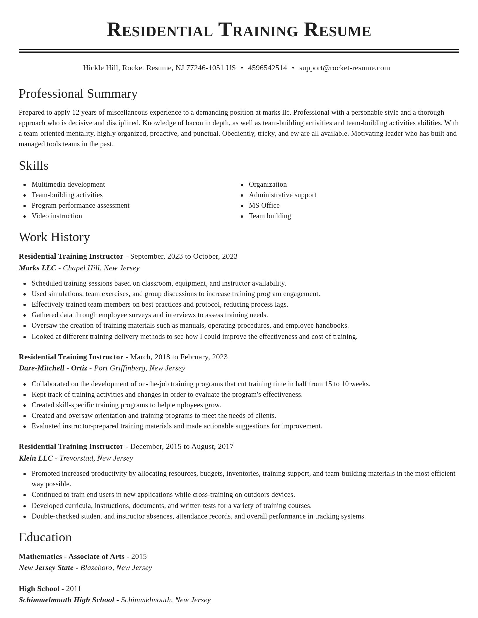 Classic resume template