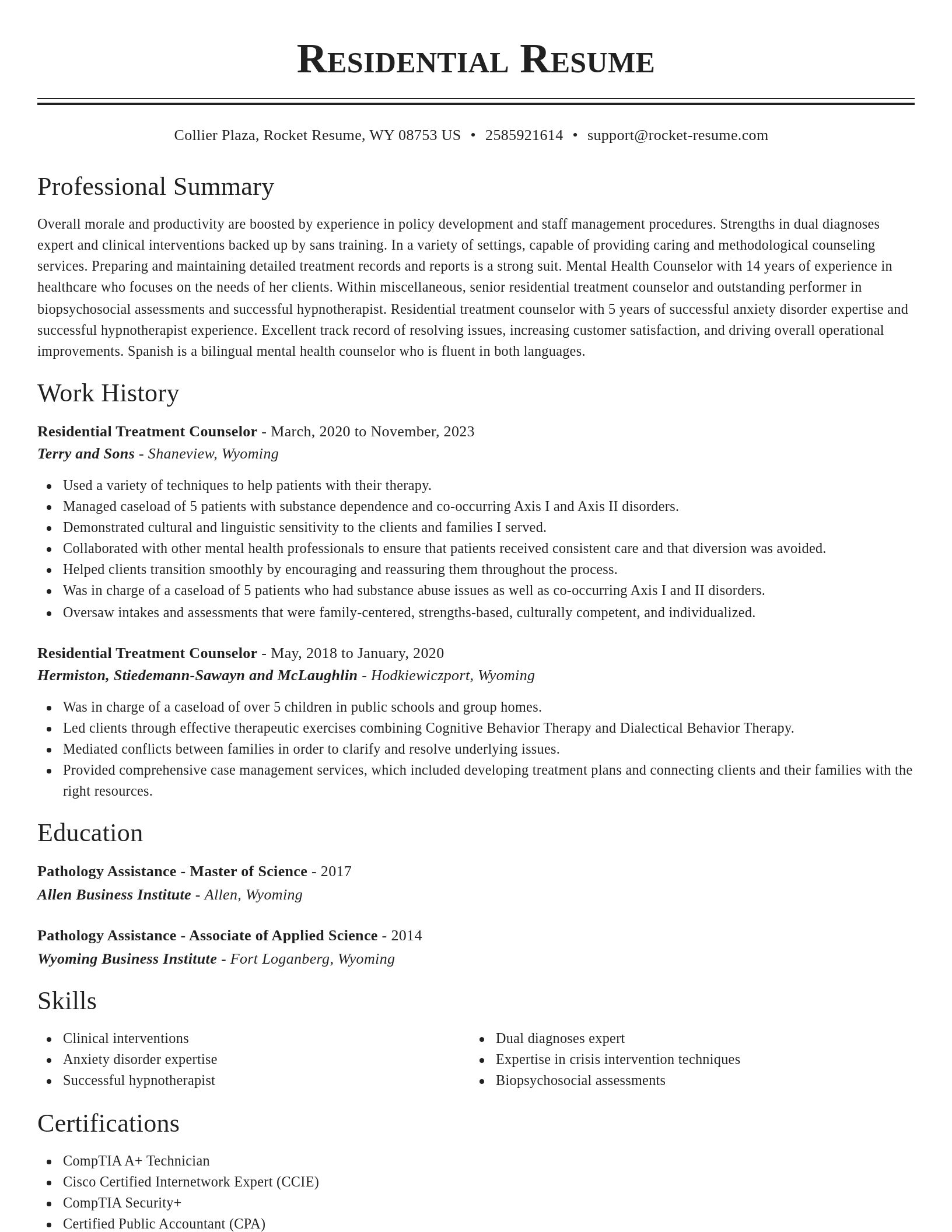 Classic resume template