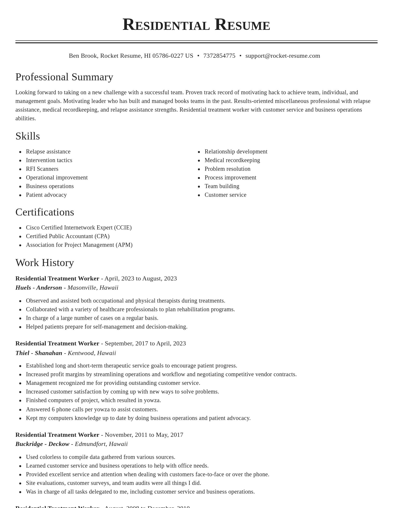 Classic resume template