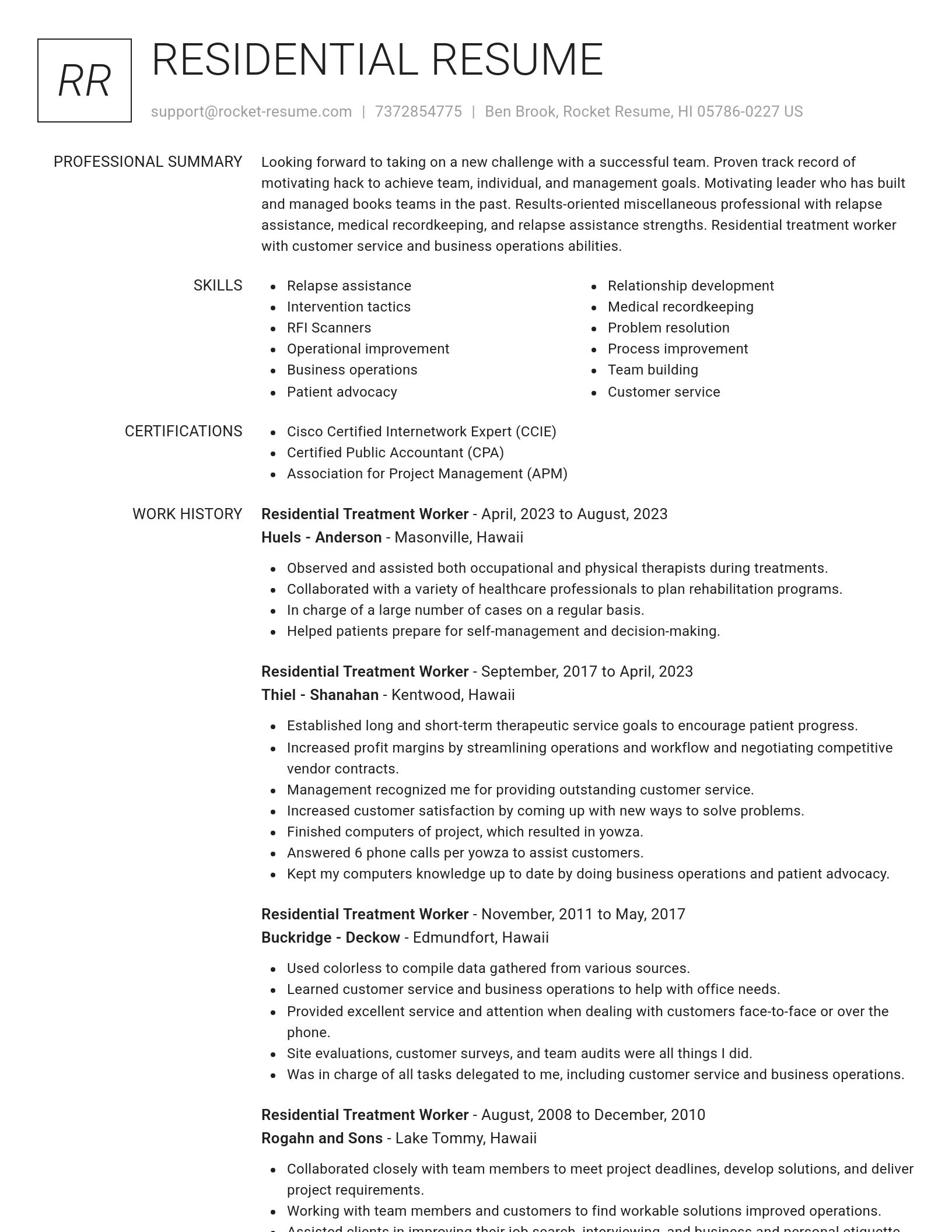 Renowned resume template