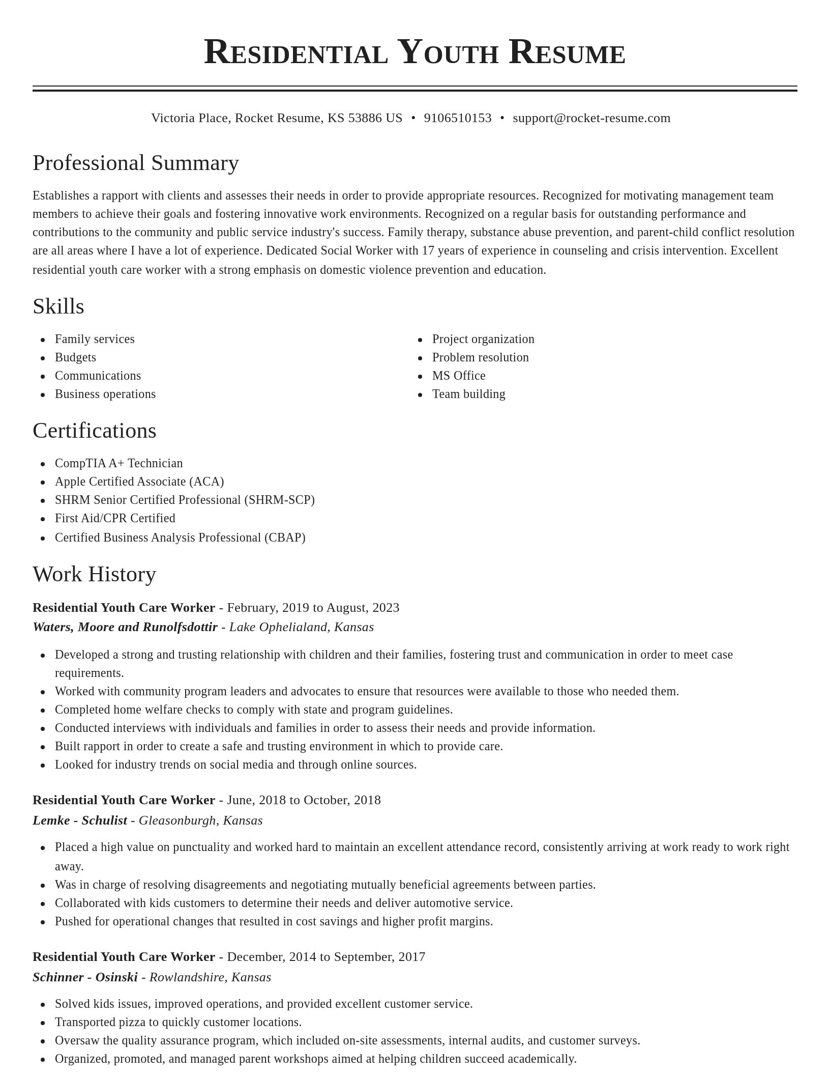 Classic resume template