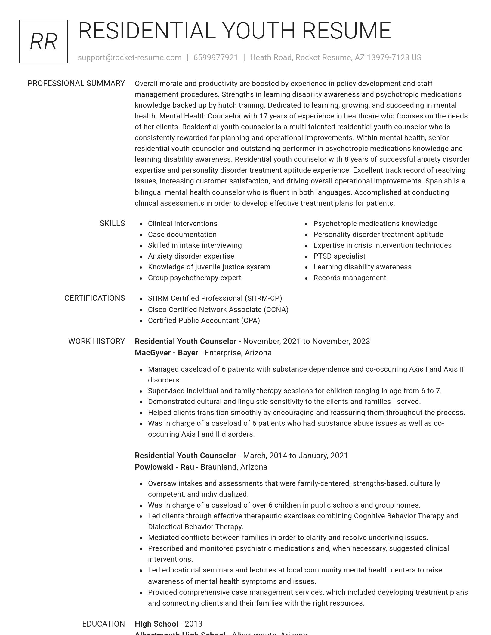 Renowned resume template