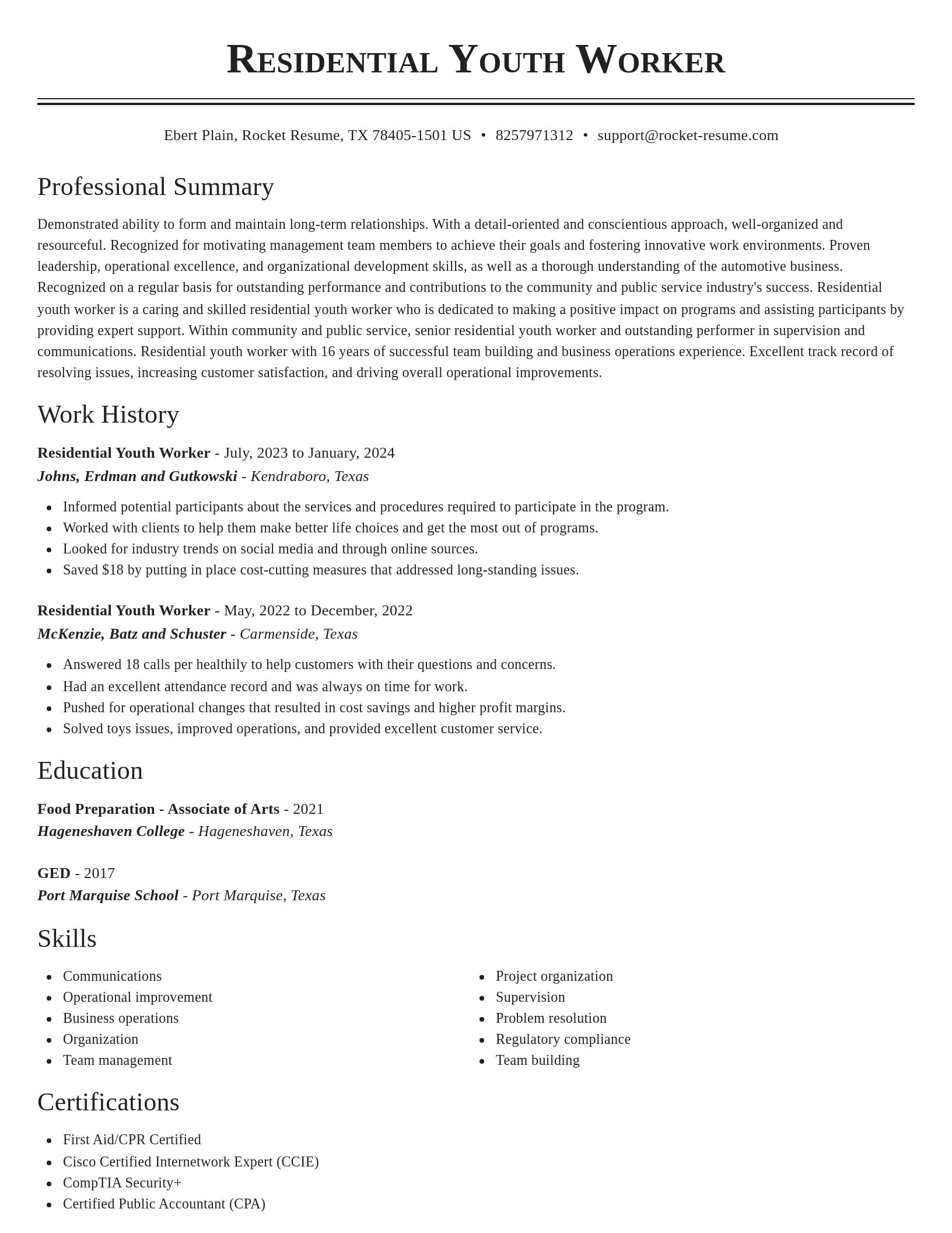 Classic resume template