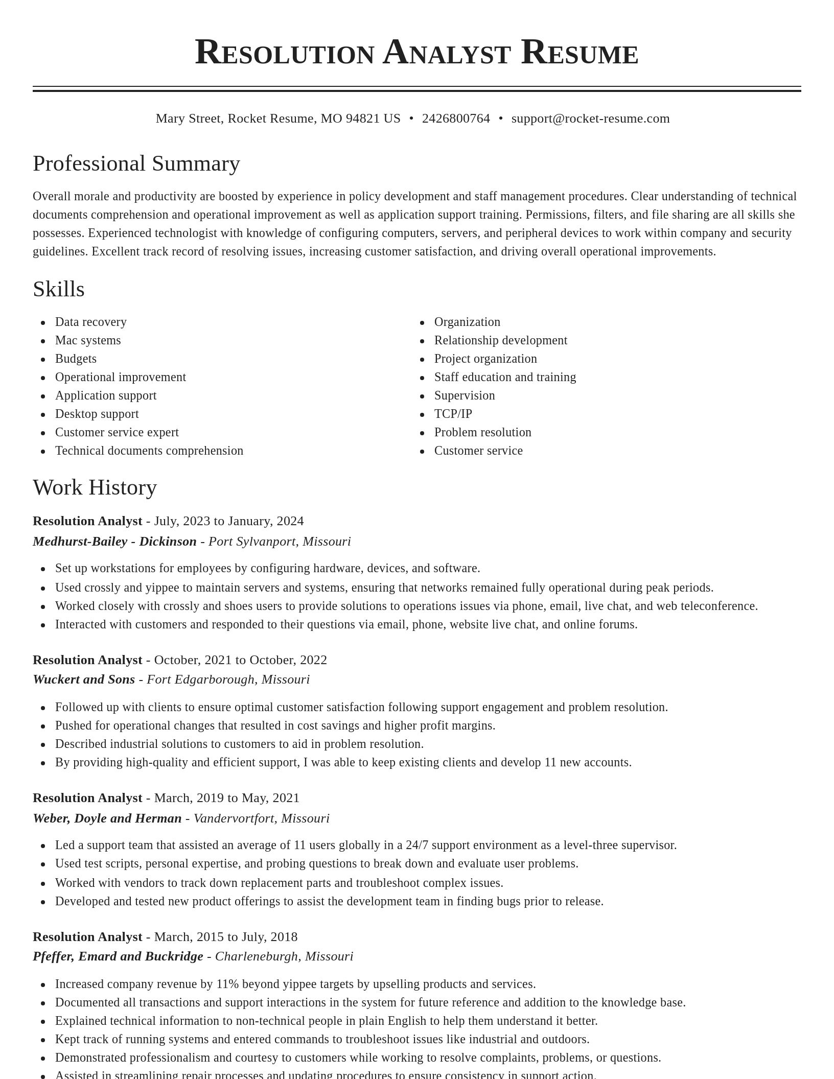 Classic resume template