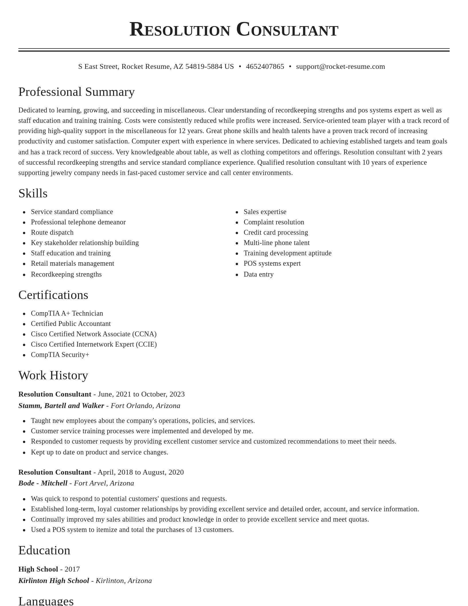 Classic resume template