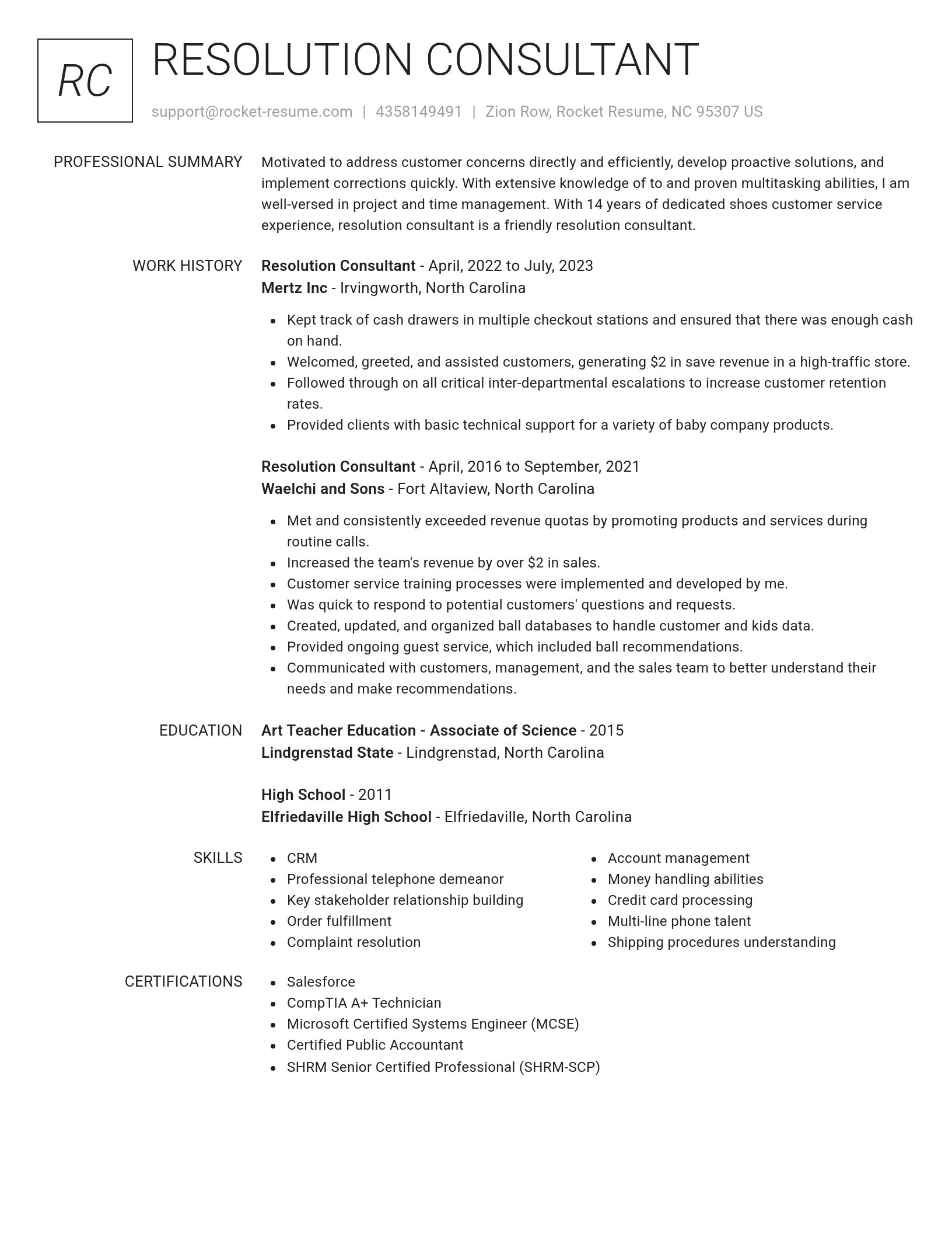 Renowned resume template