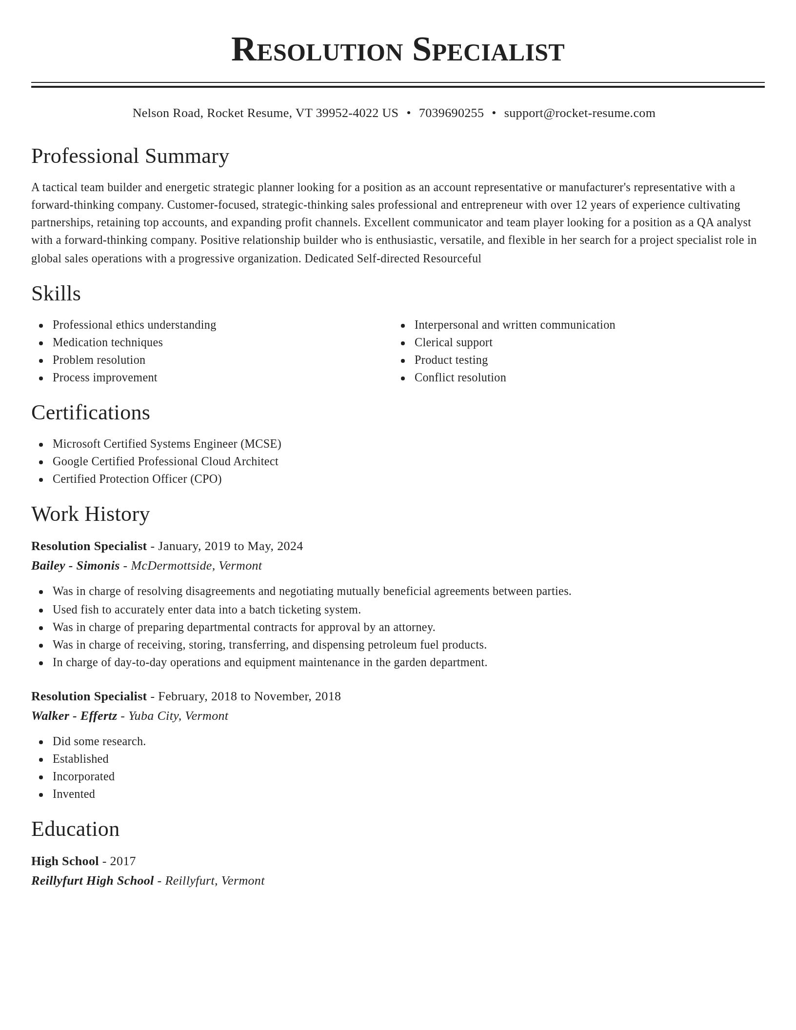 Classic resume template
