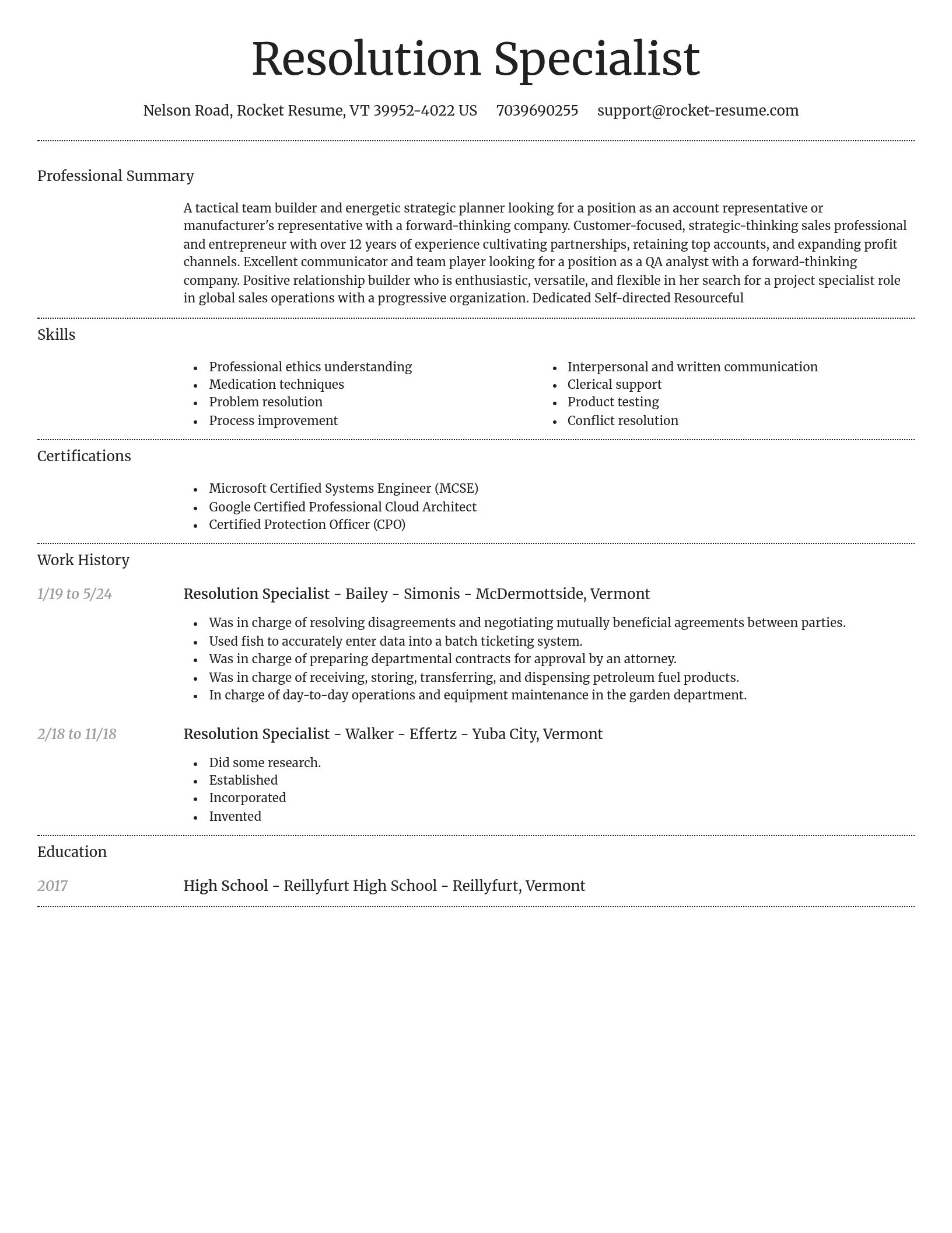 Dignified resume template