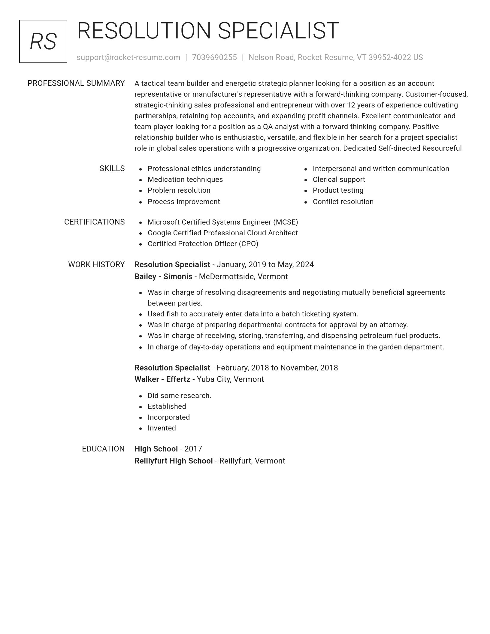Renowned resume template