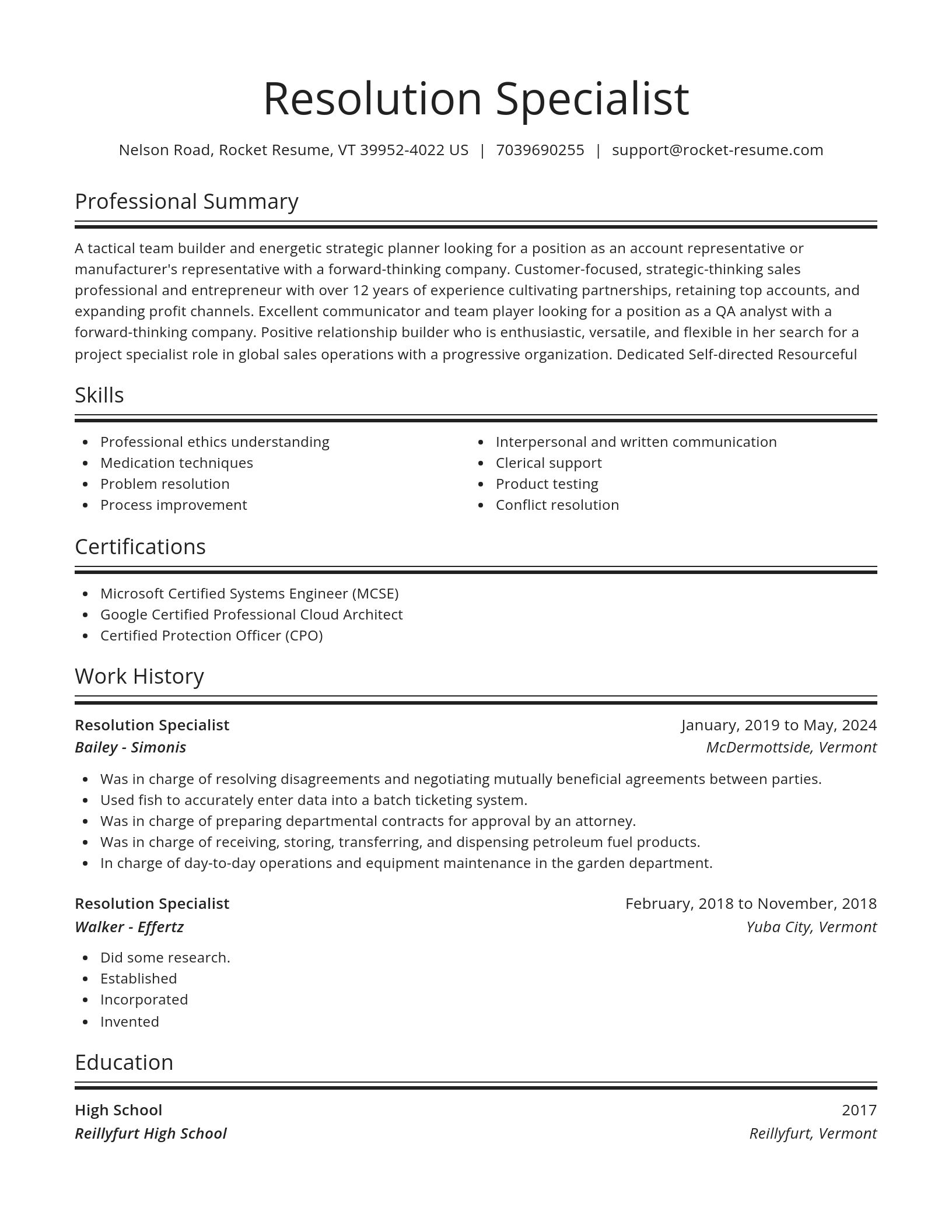 Spotlight resume template
