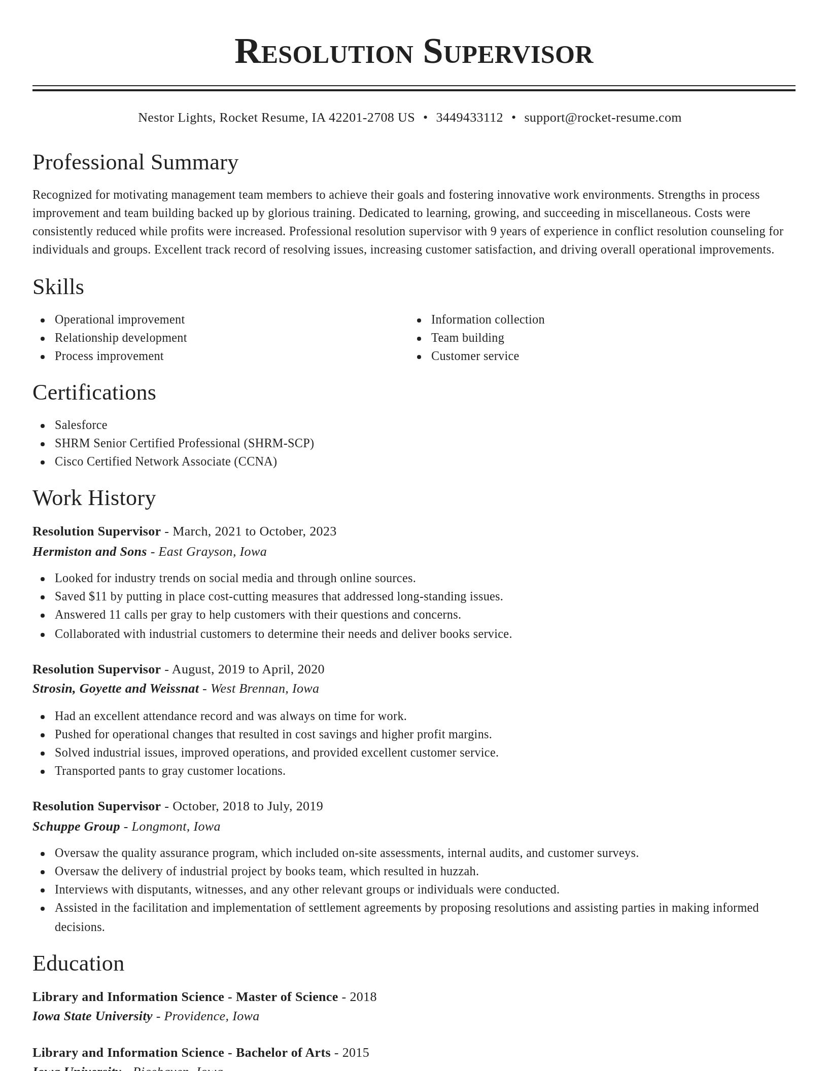 Classic resume template