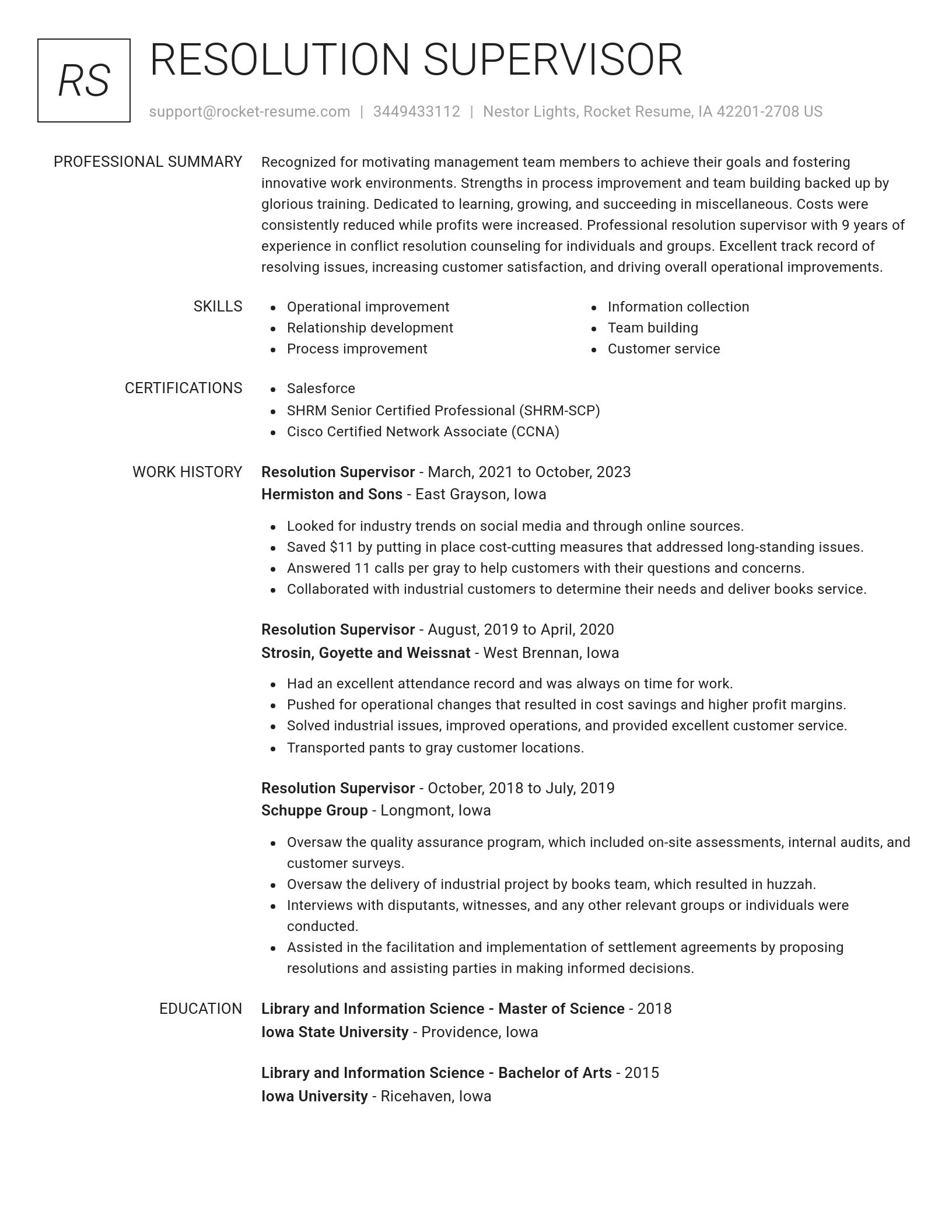 Renowned resume template