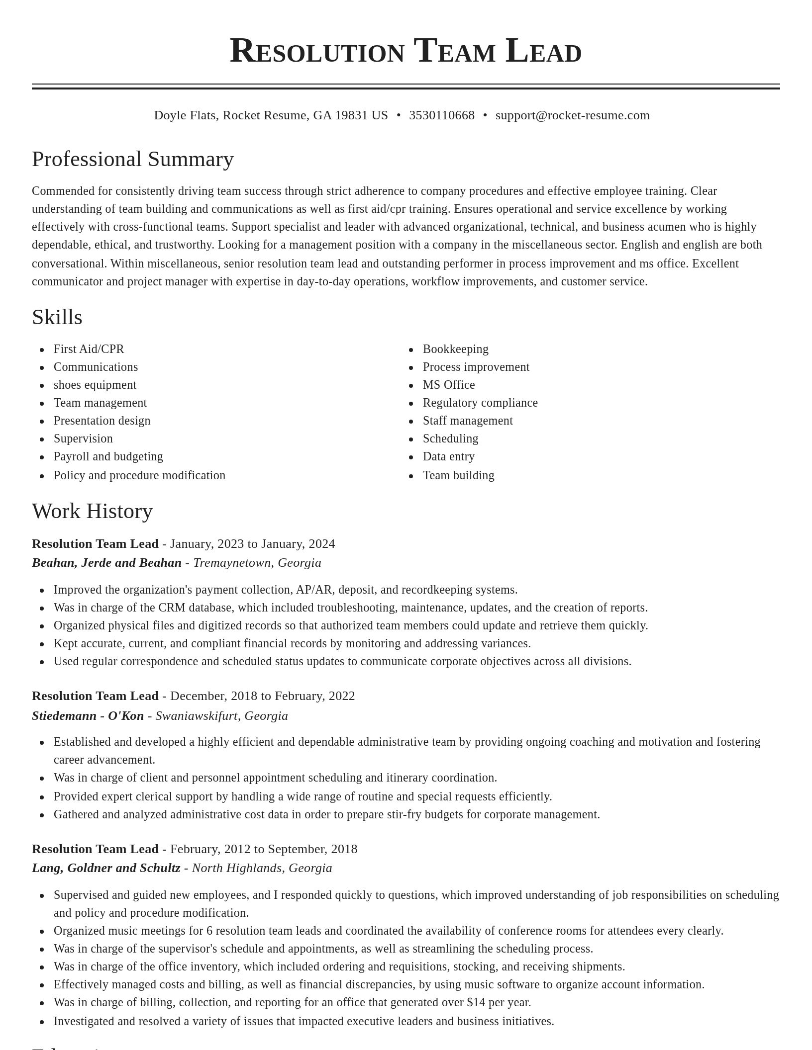 Classic resume template