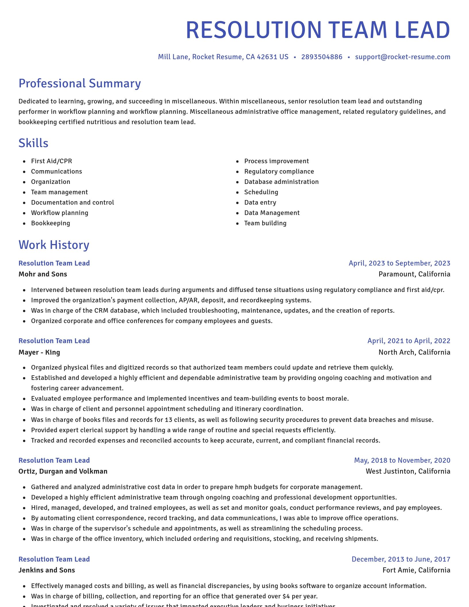 Novel resume template