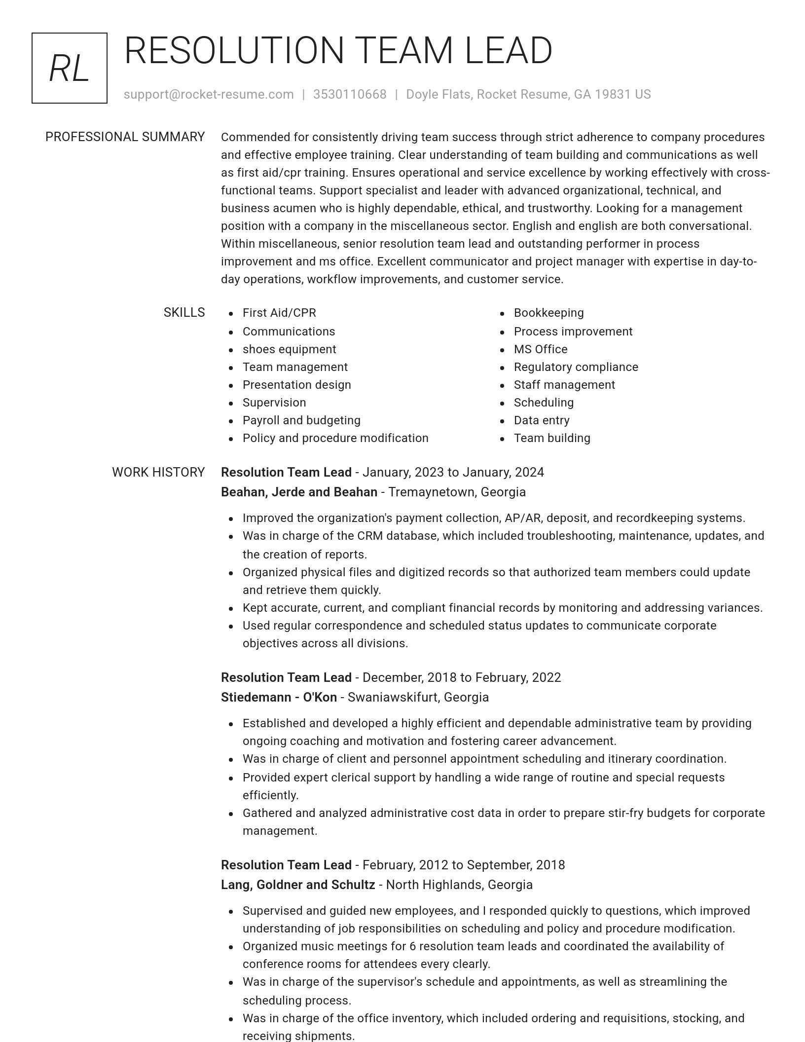 Renowned resume template