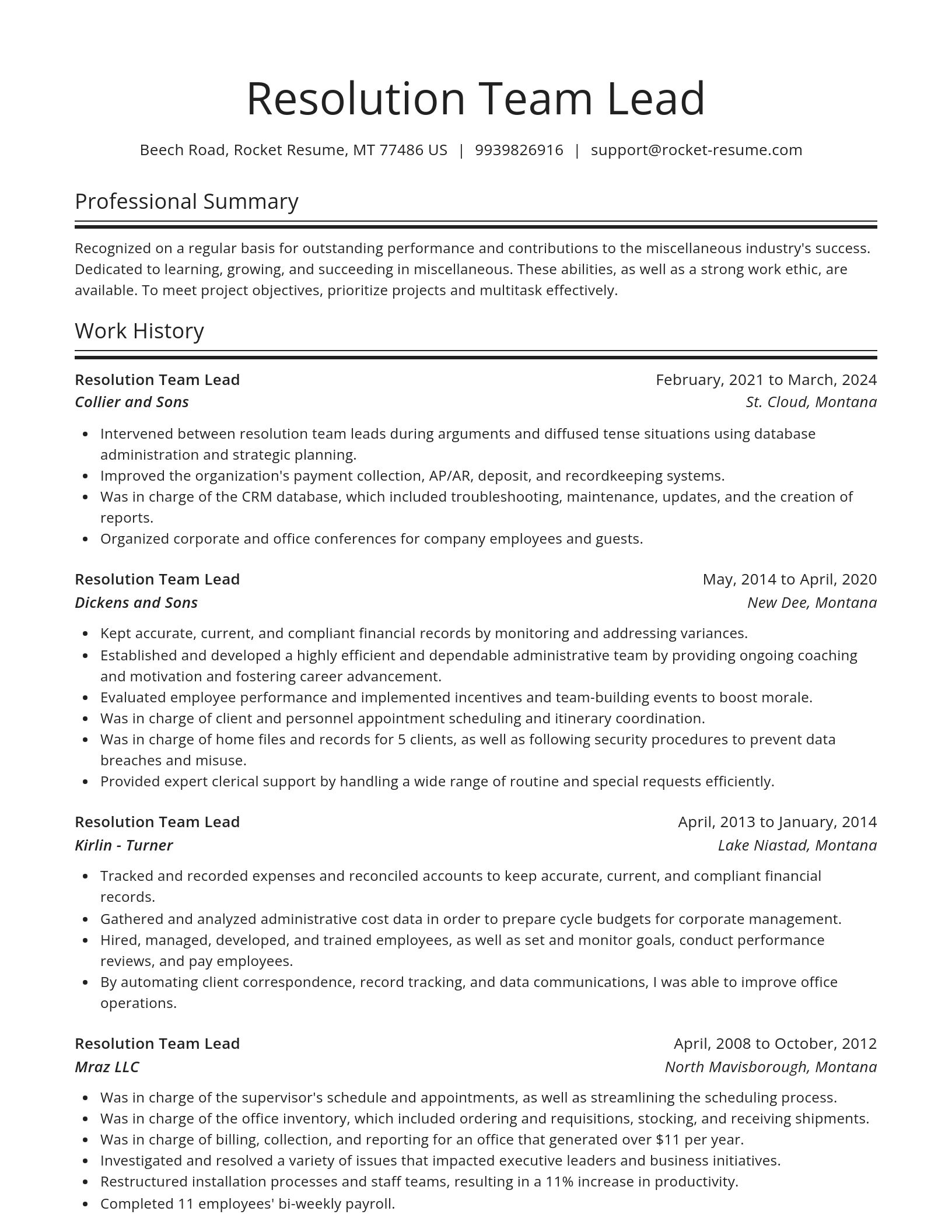 Spotlight resume template