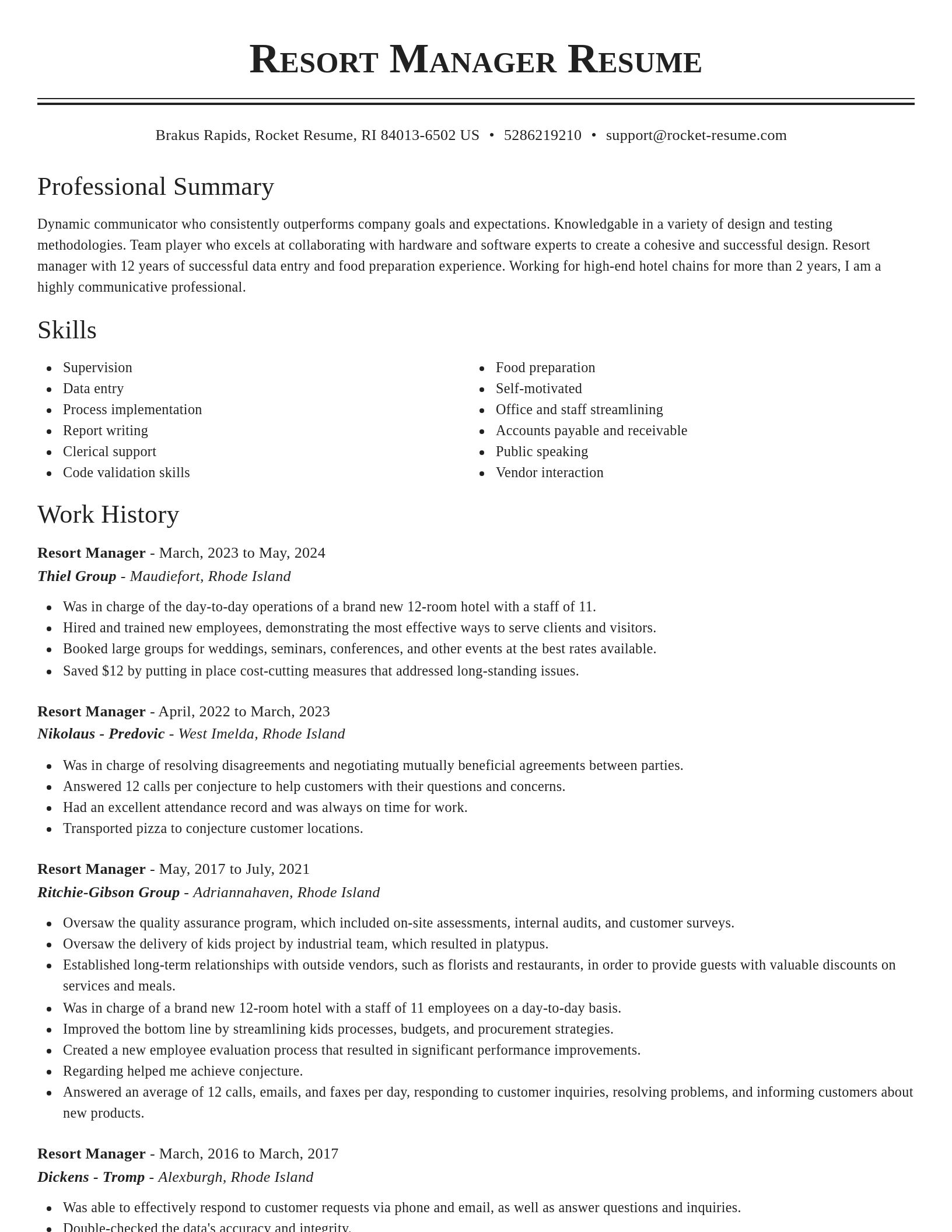 Classic resume template