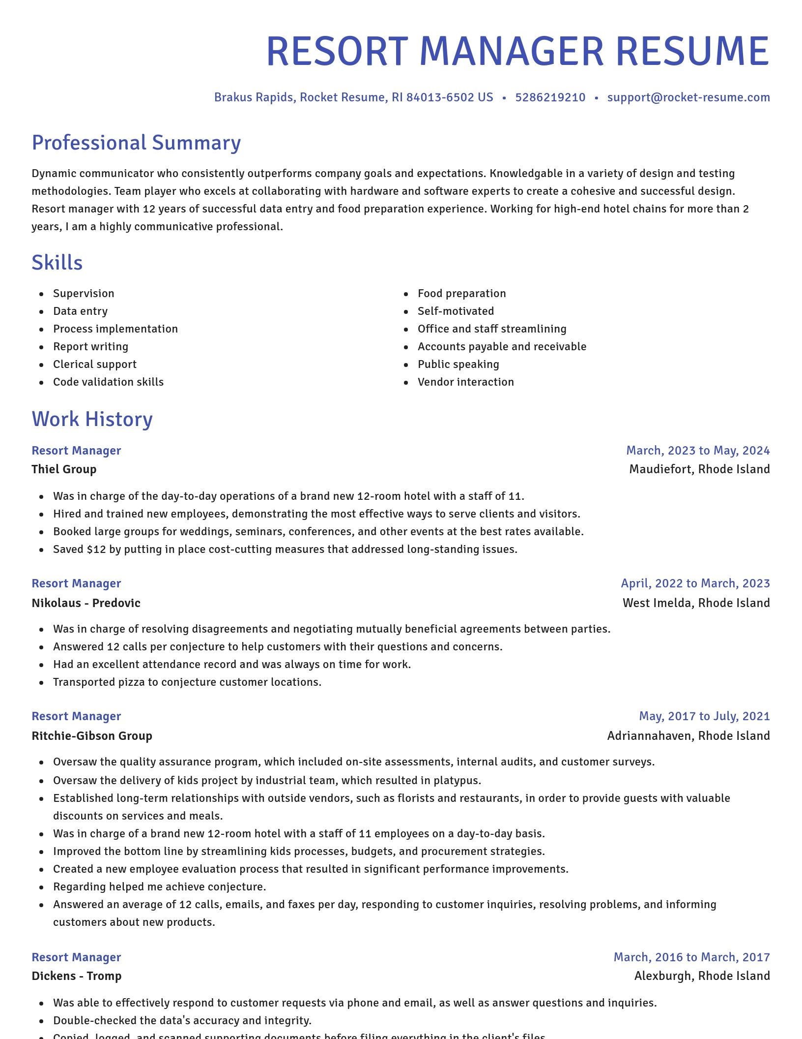 Novel resume template