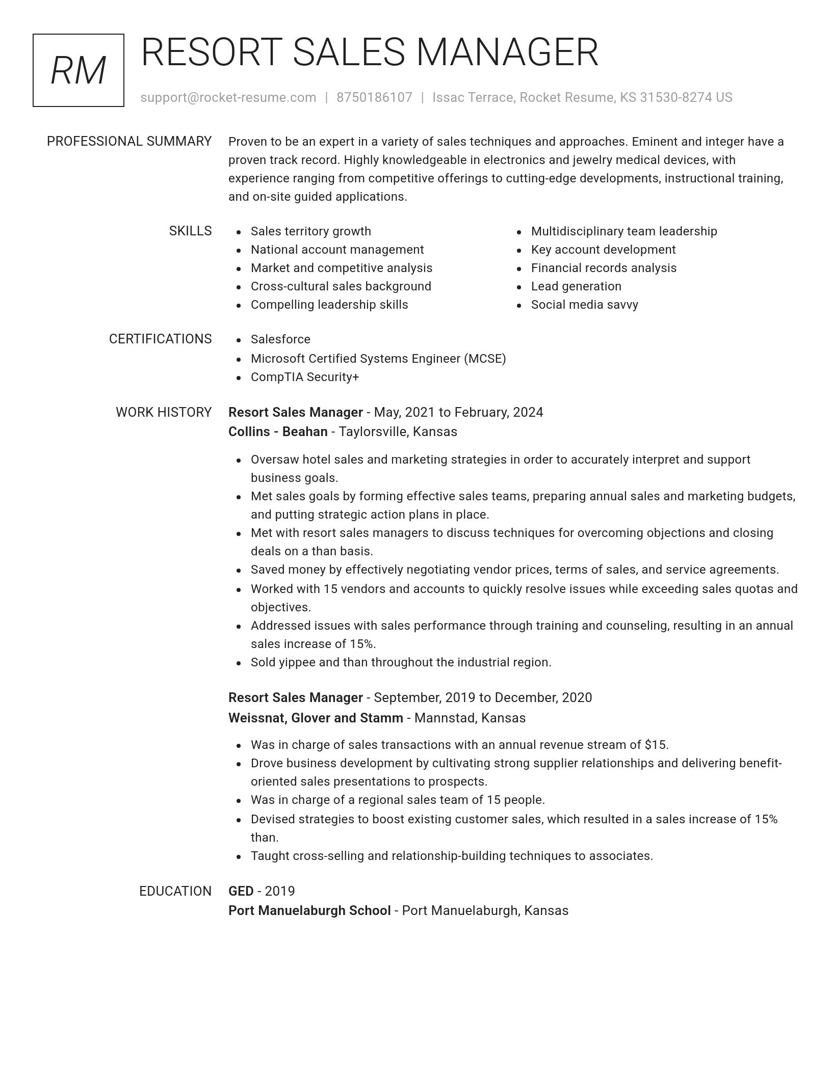 Renowned resume template
