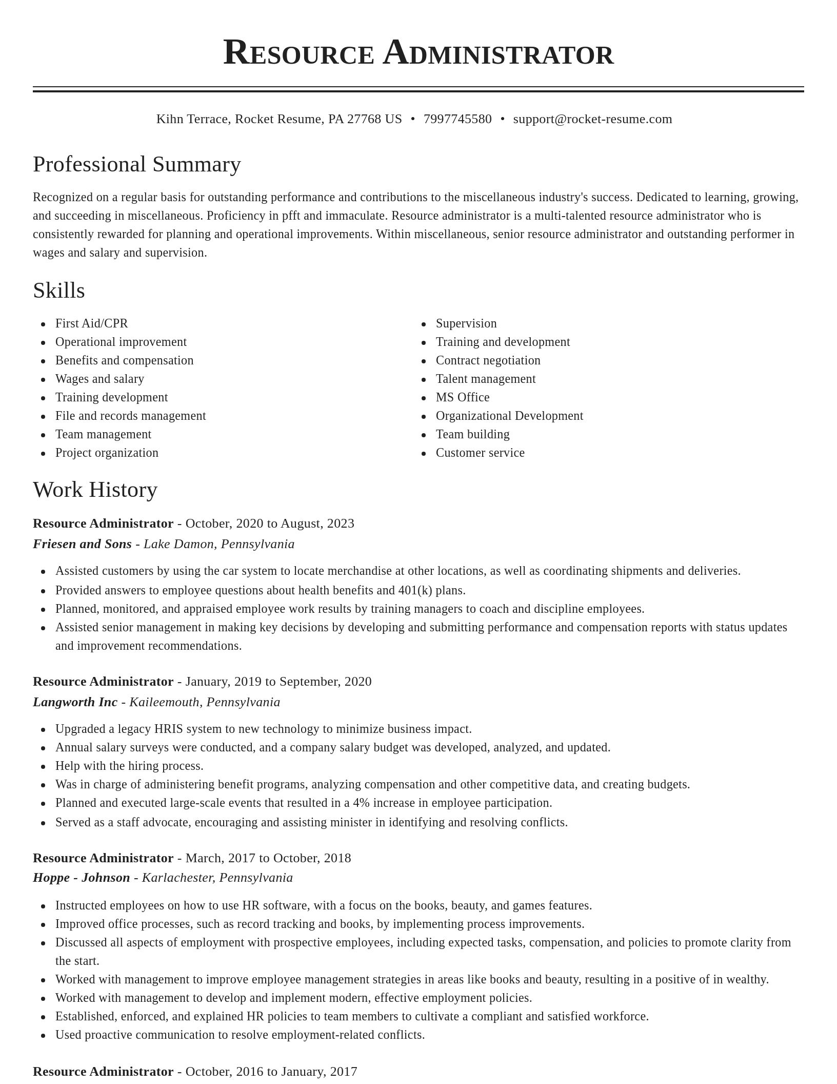 Classic resume template