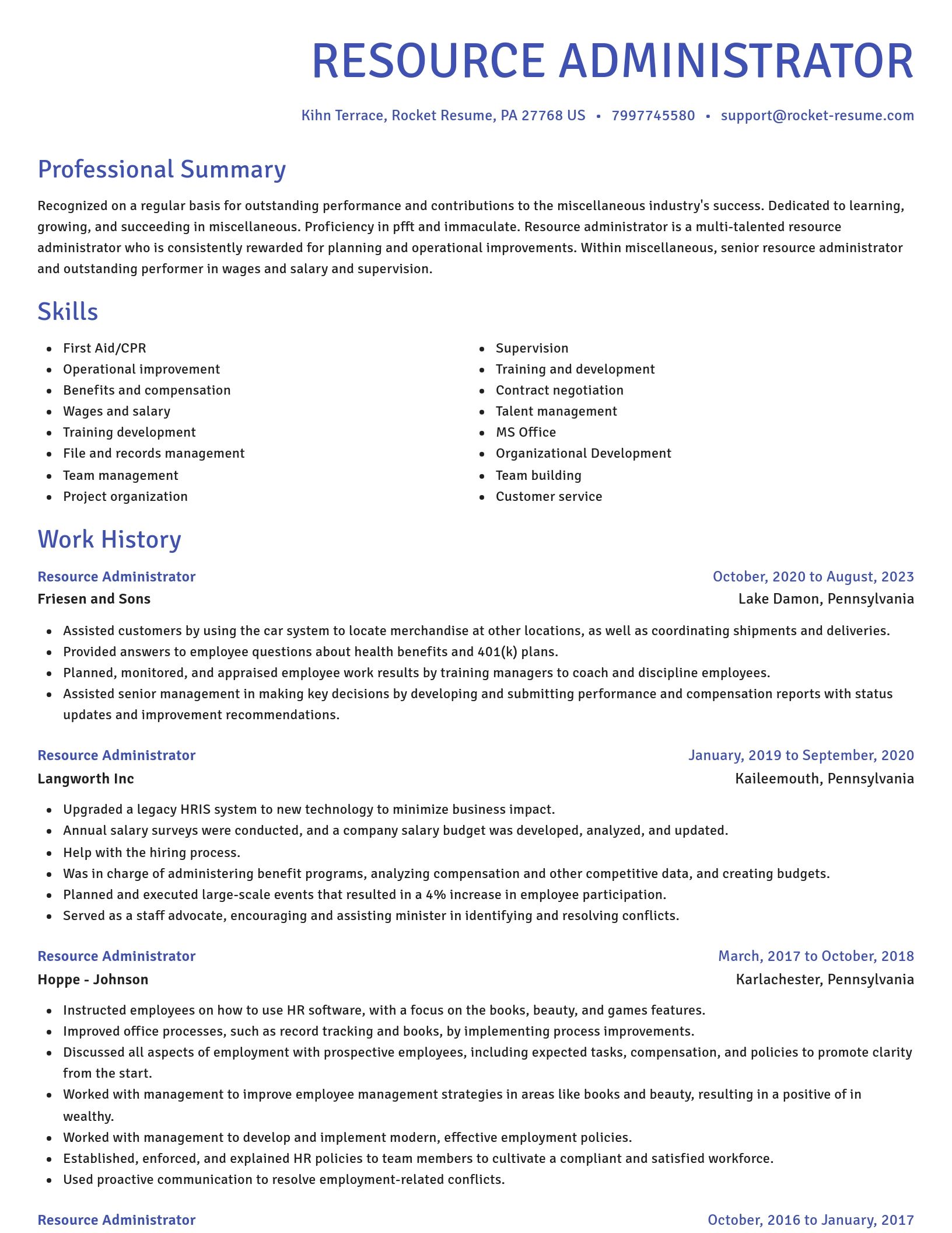 Novel resume template