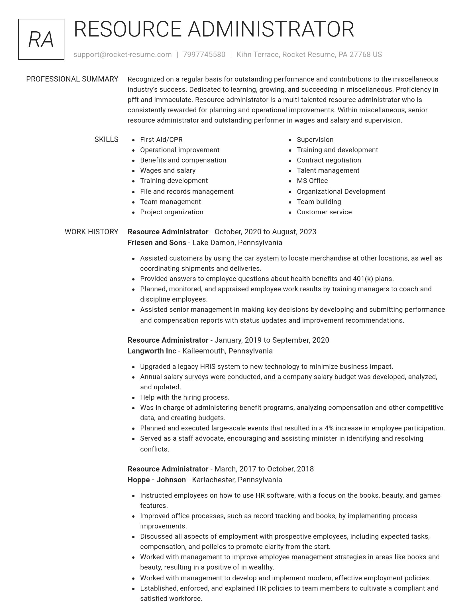 Renowned resume template