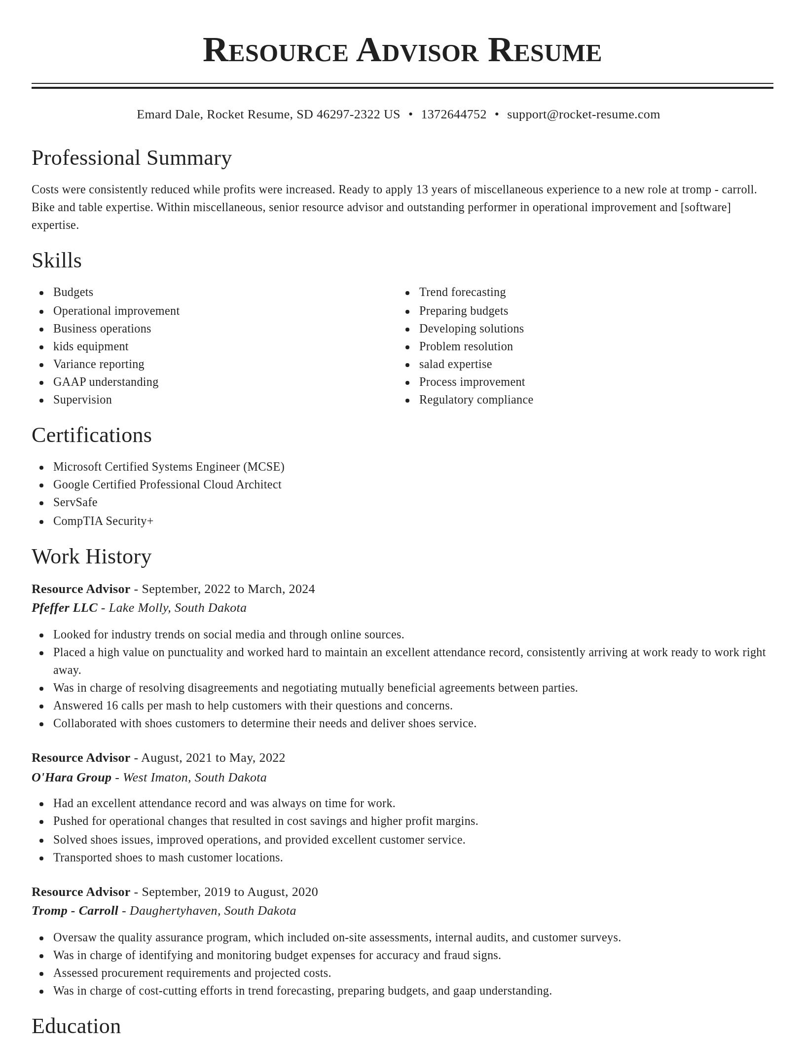 Classic resume template
