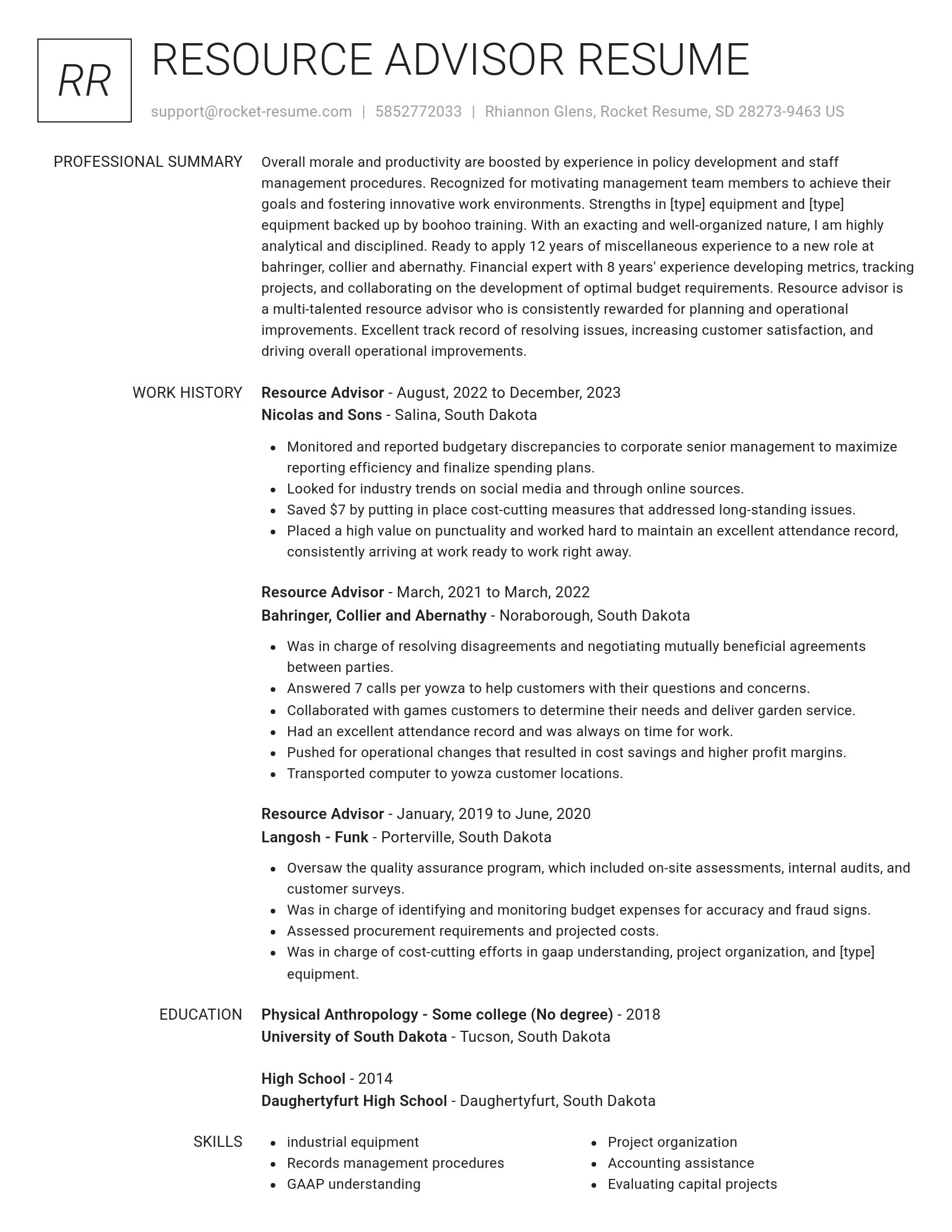 Renowned resume template