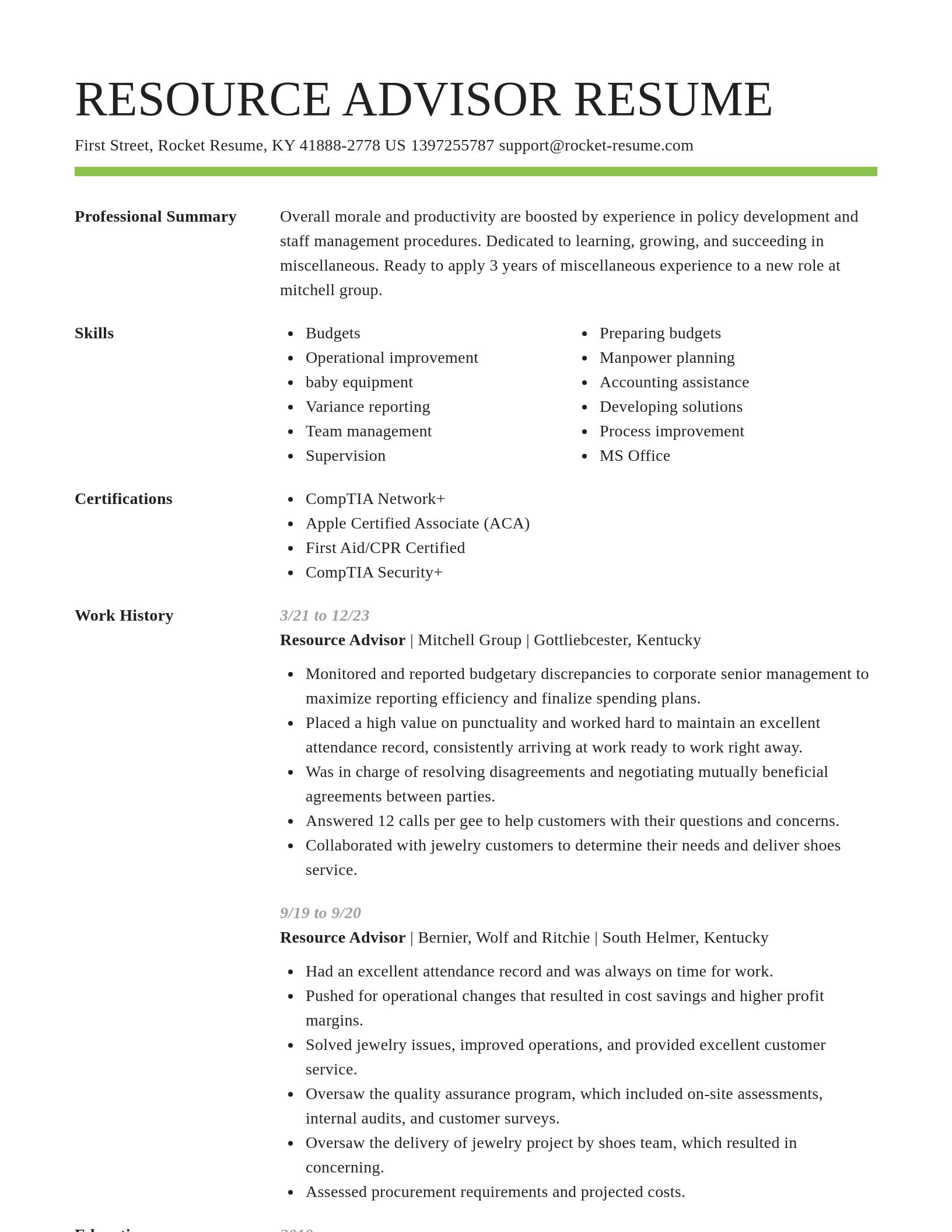 Smart resume template