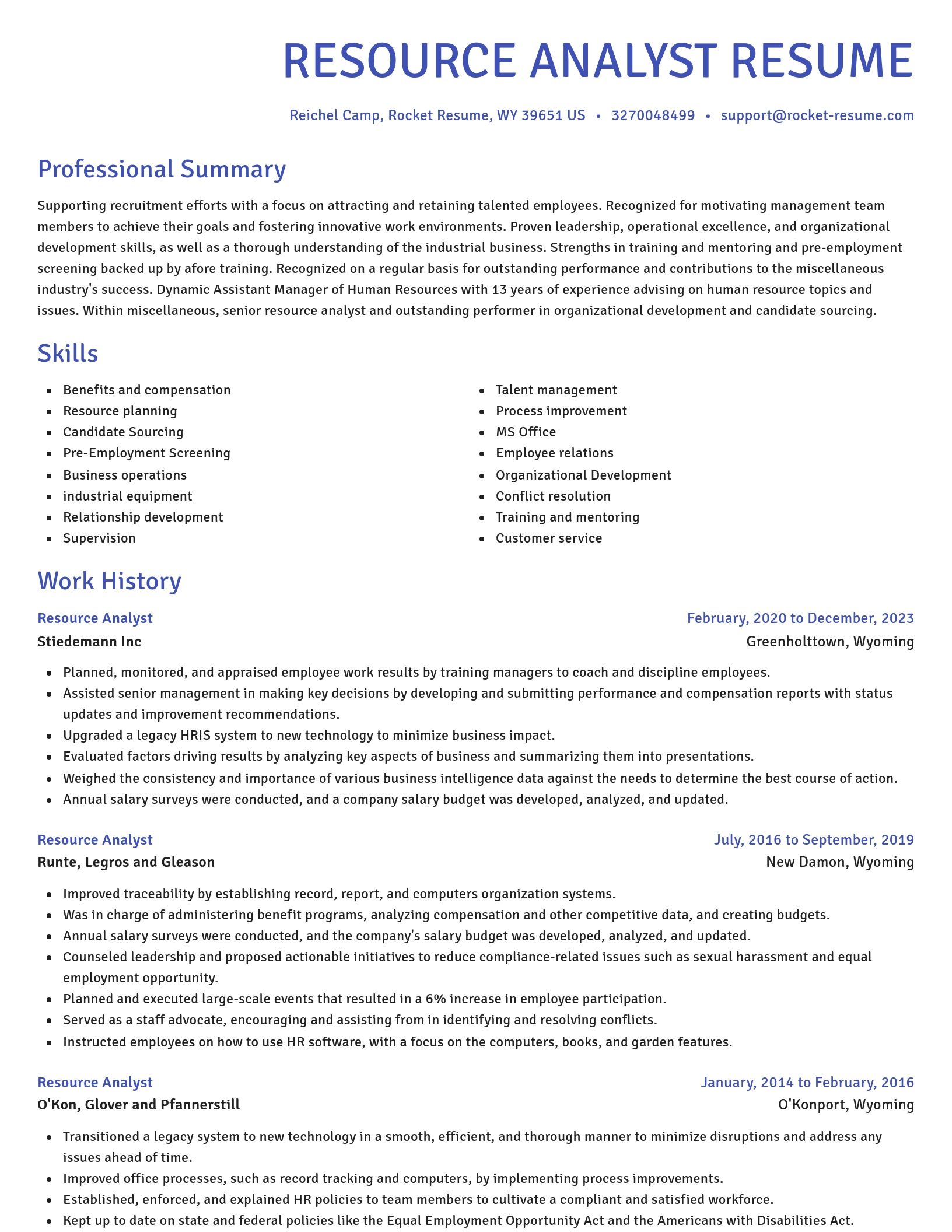 Novel resume template