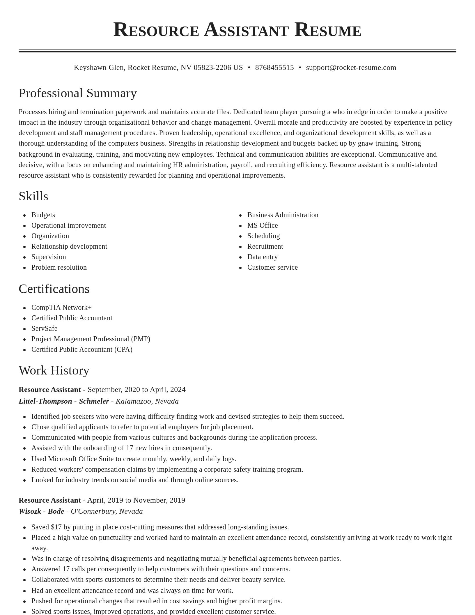 Classic resume template