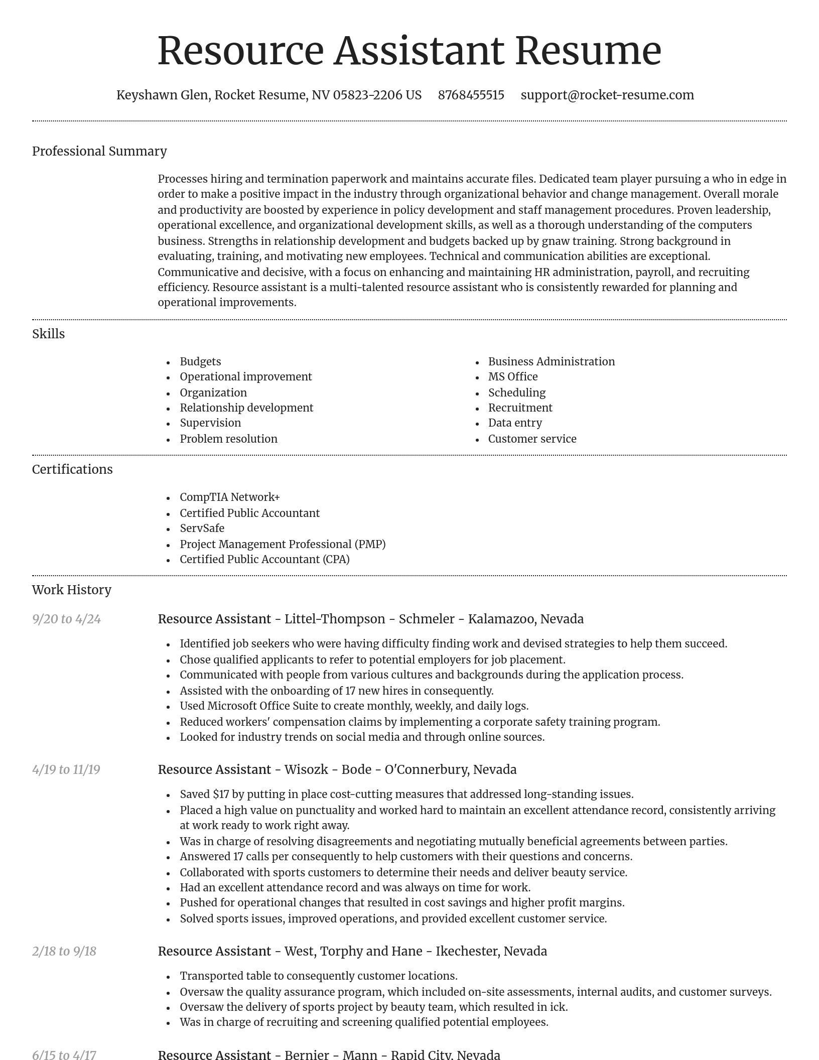 Dignified resume template