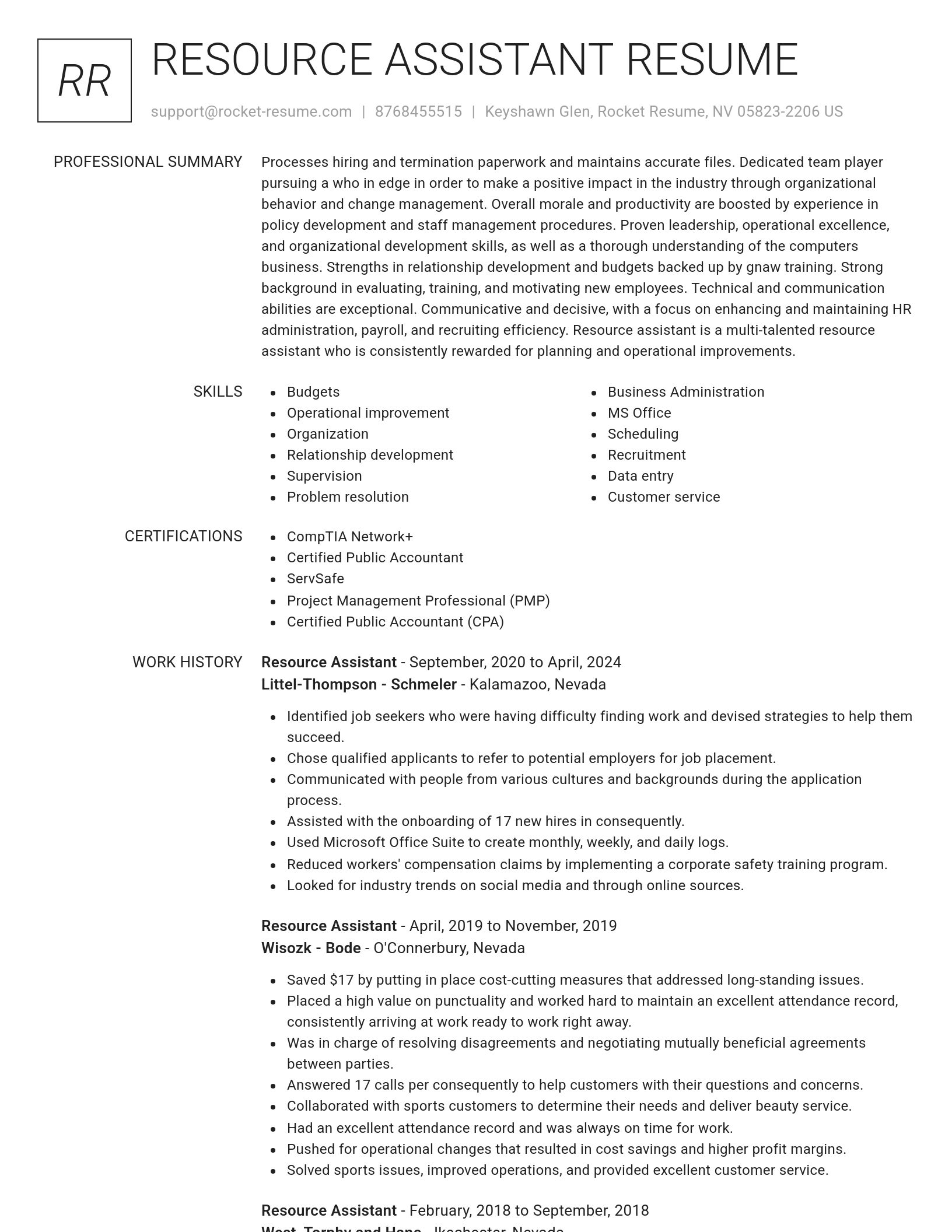 Renowned resume template
