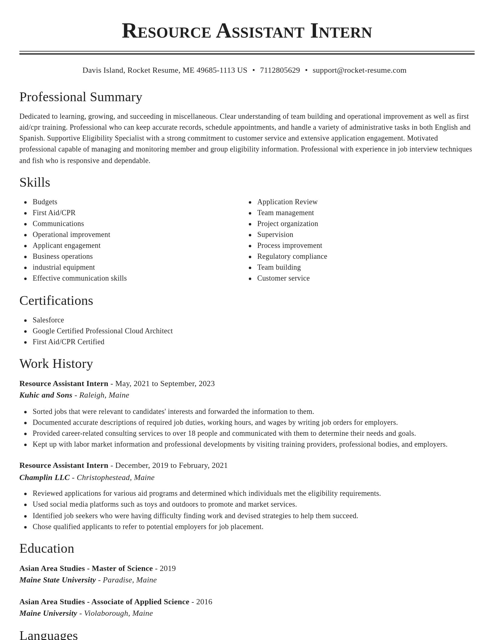 Classic resume template