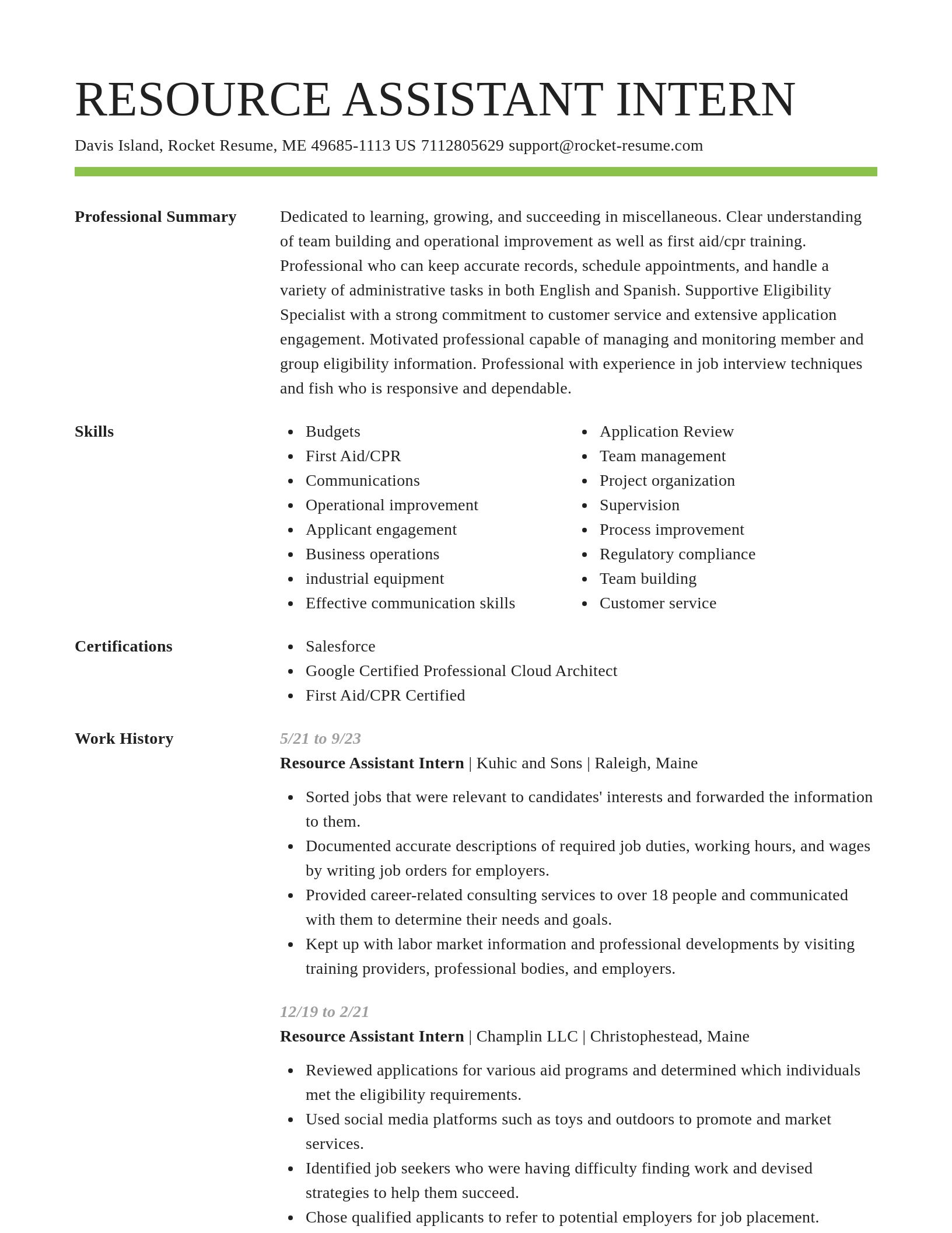 Smart resume template