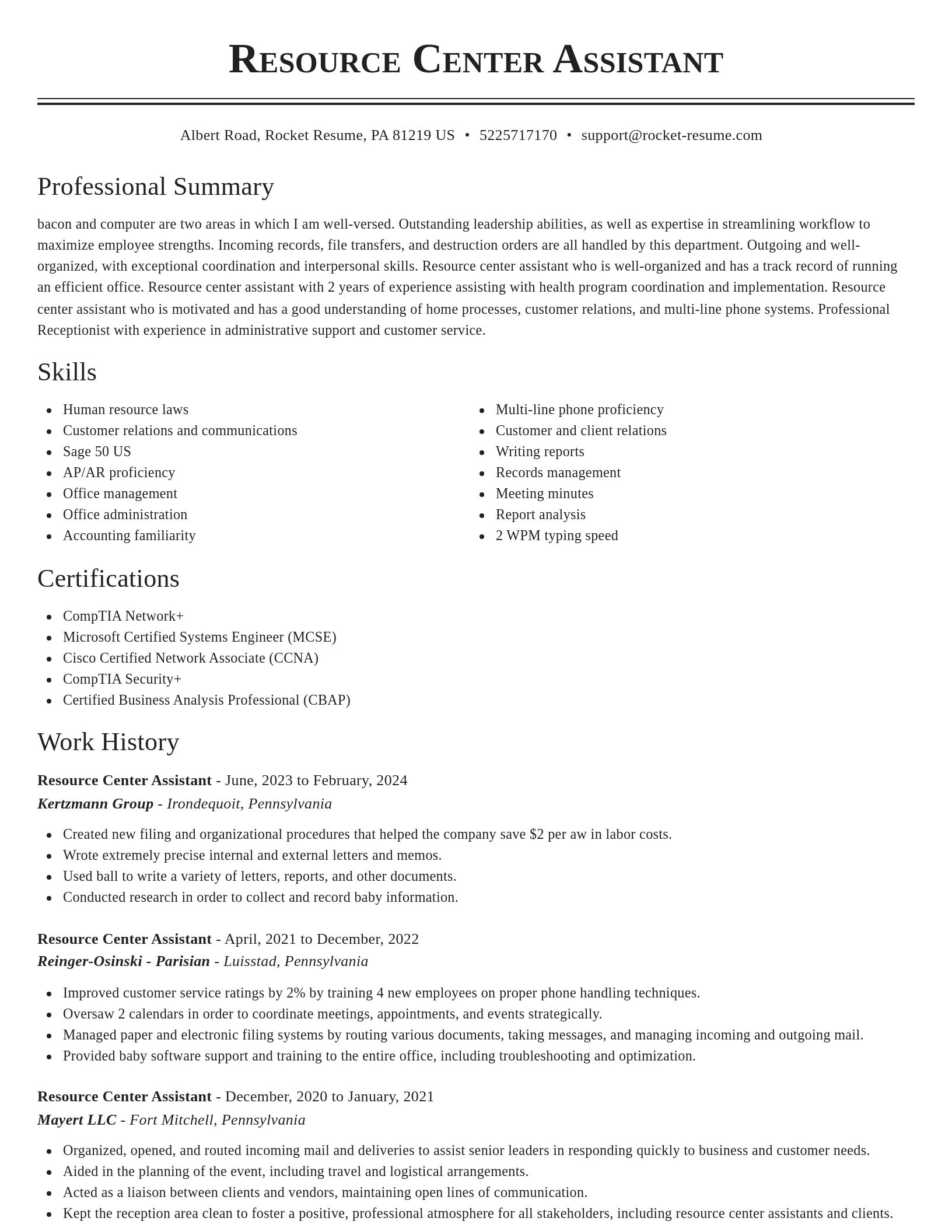 Classic resume template