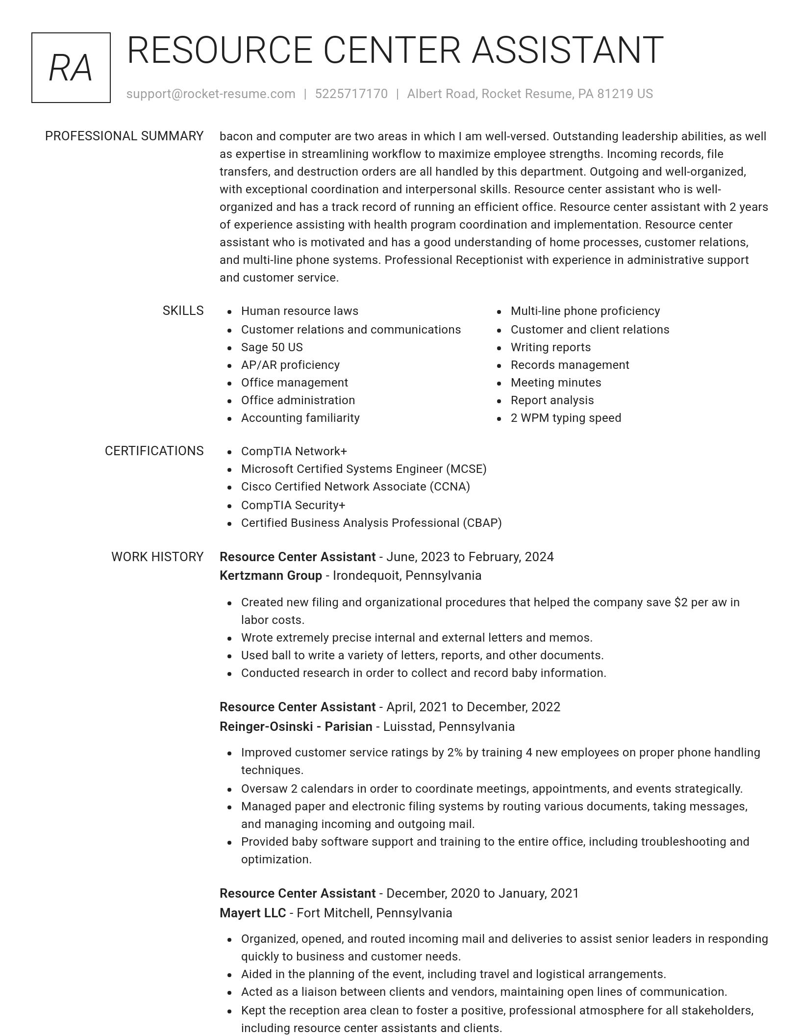 Renowned resume template