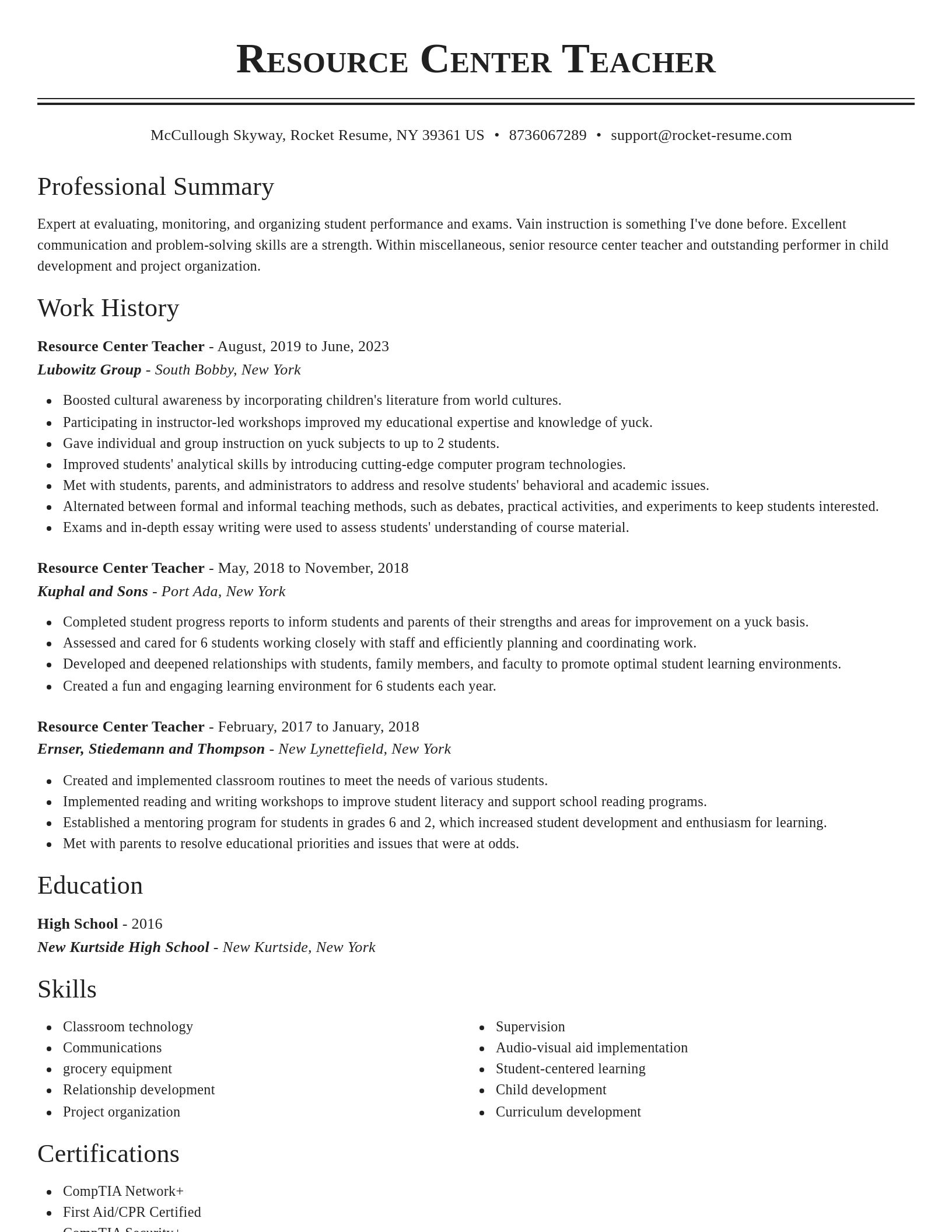 Classic resume template