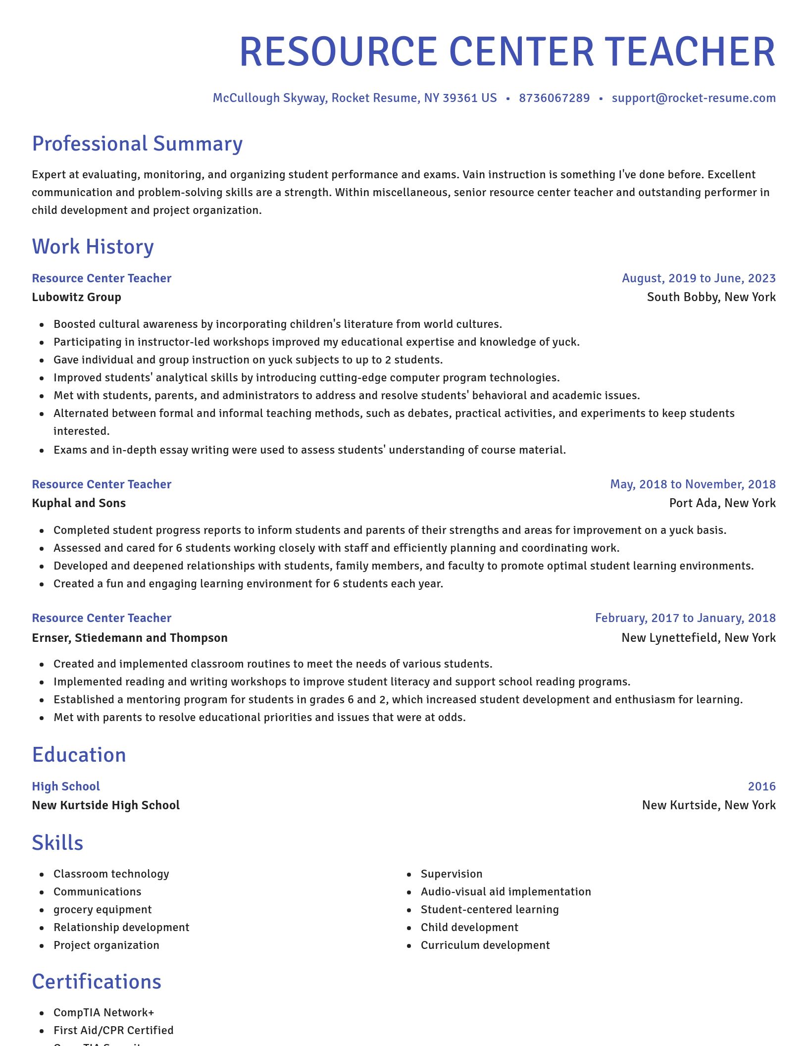 Novel resume template