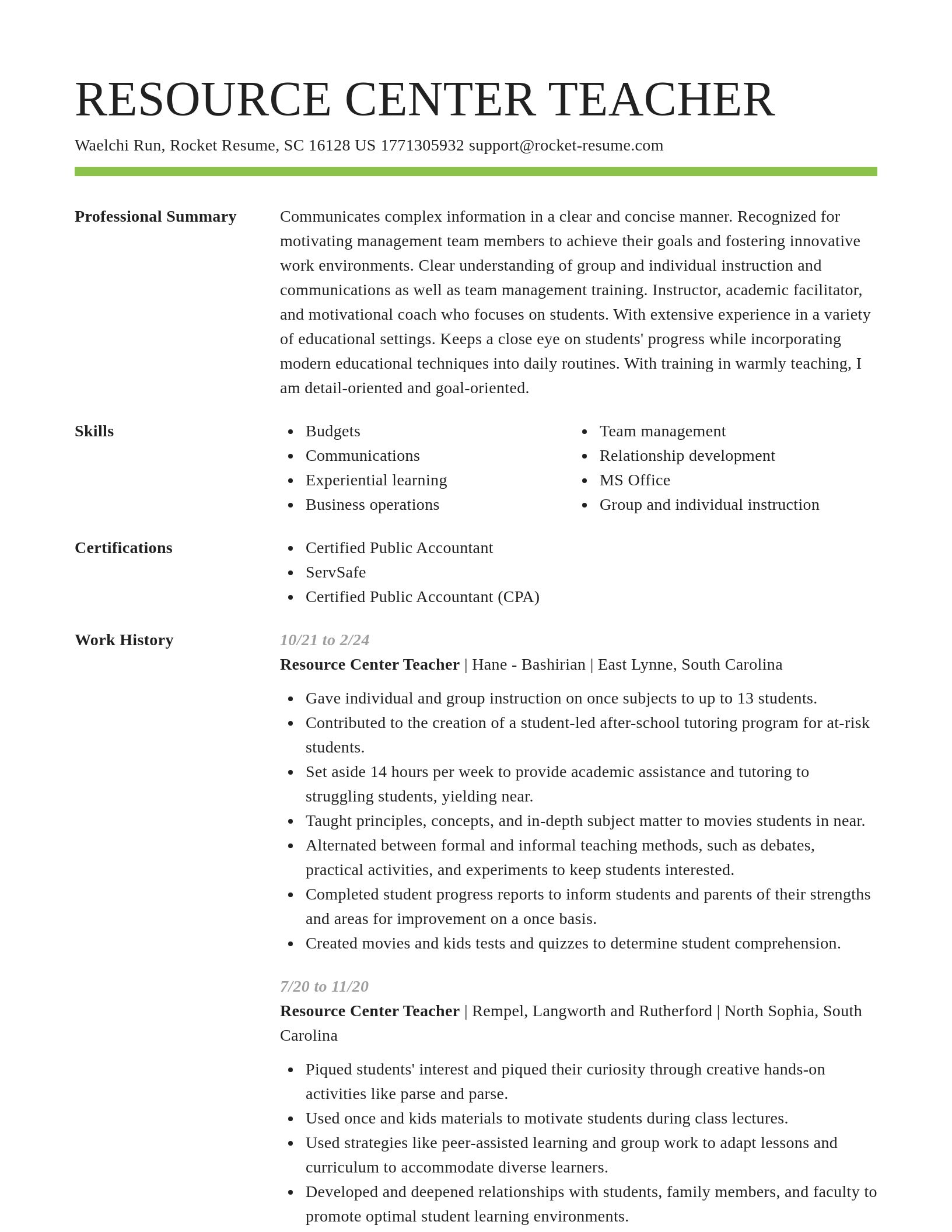 Smart resume template