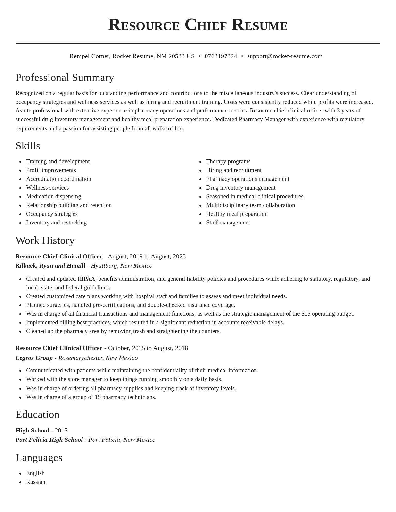 Classic resume template