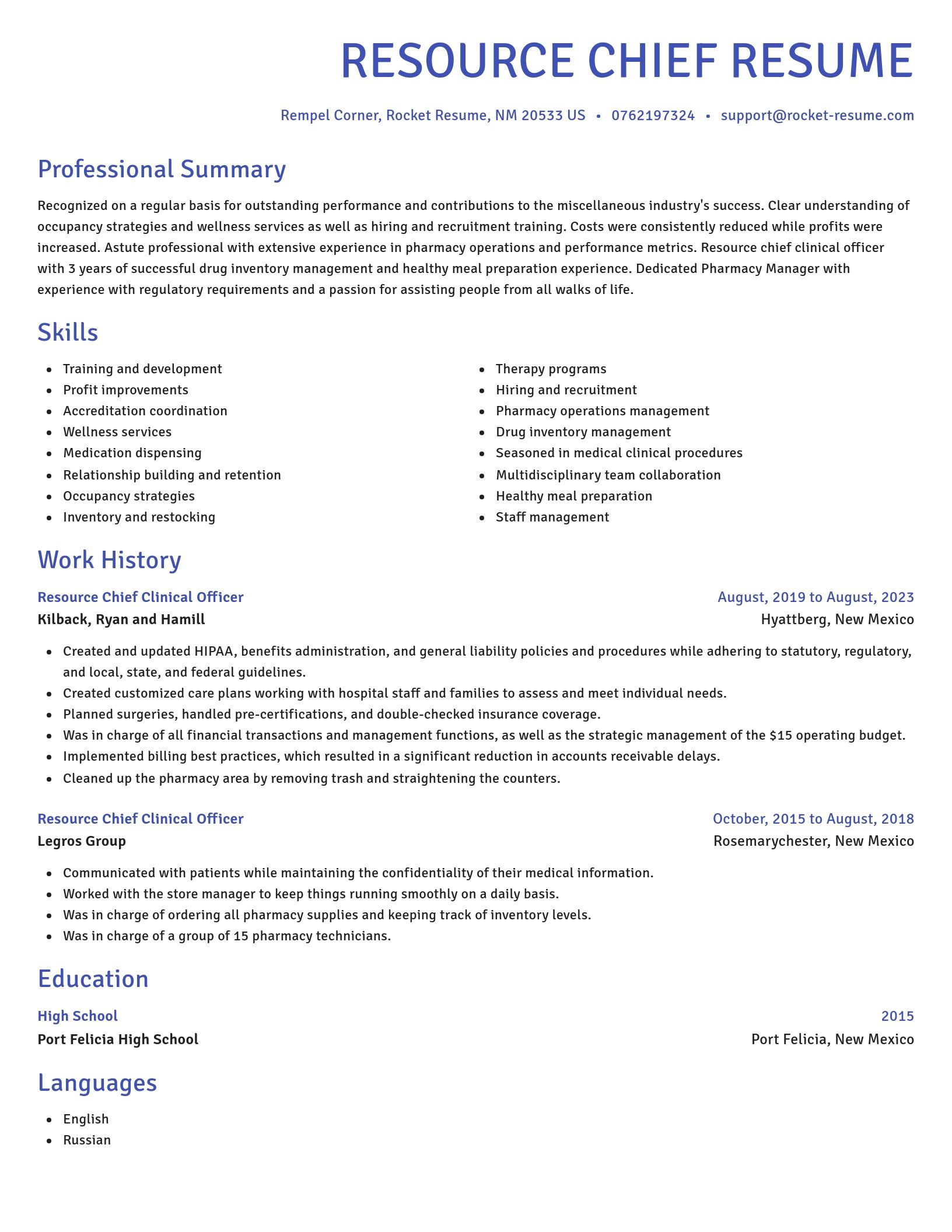 Novel resume template
