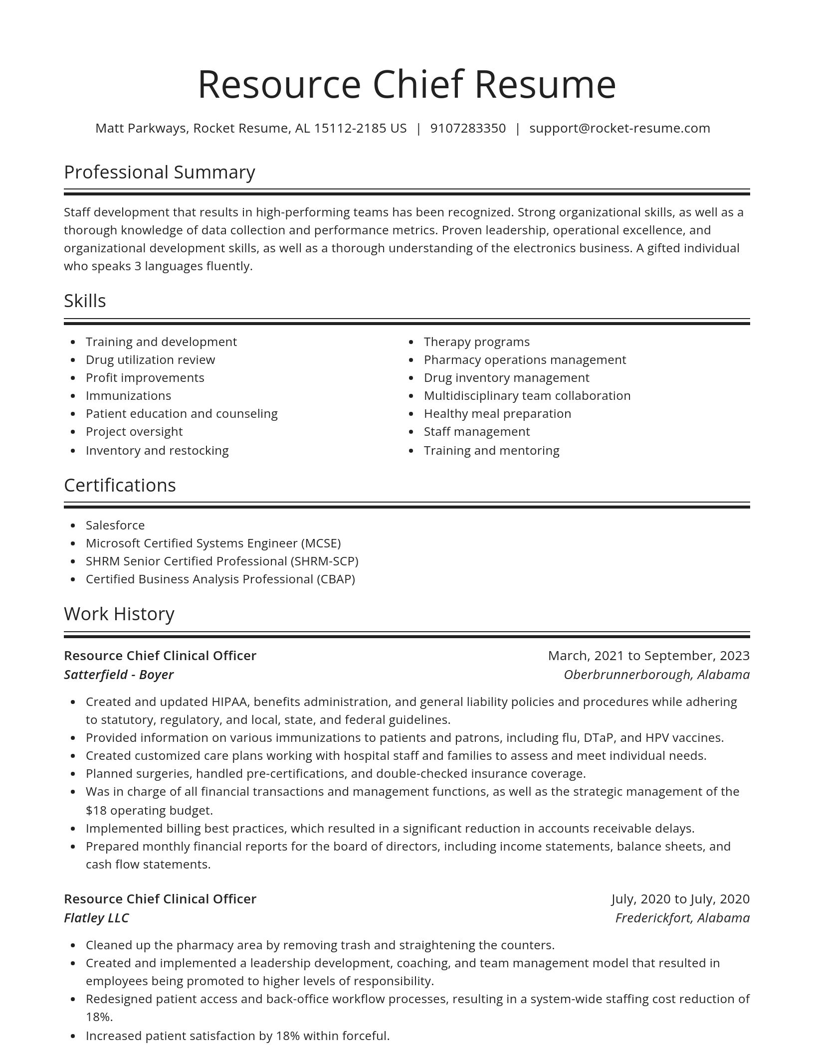 Spotlight resume template