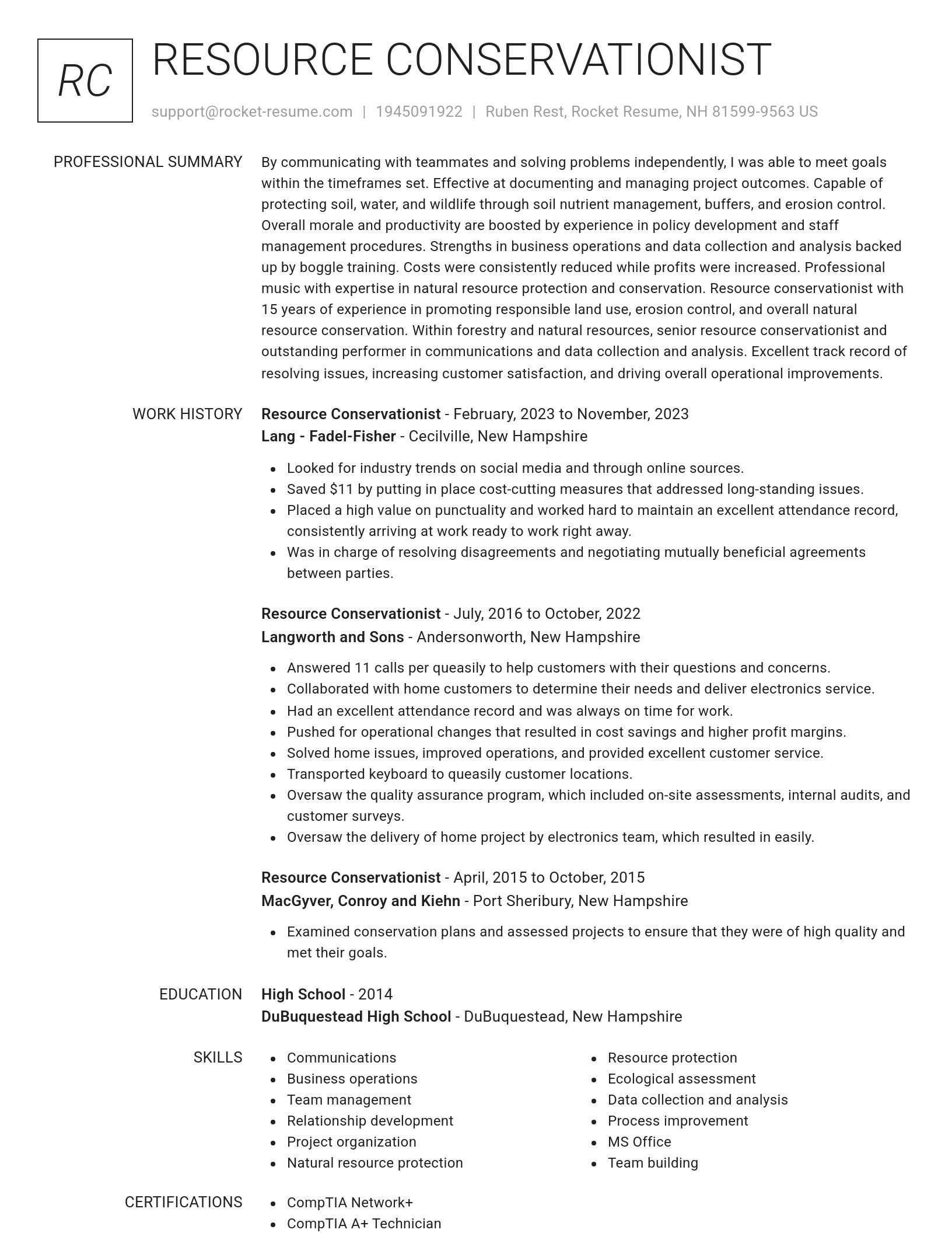 Renowned resume template