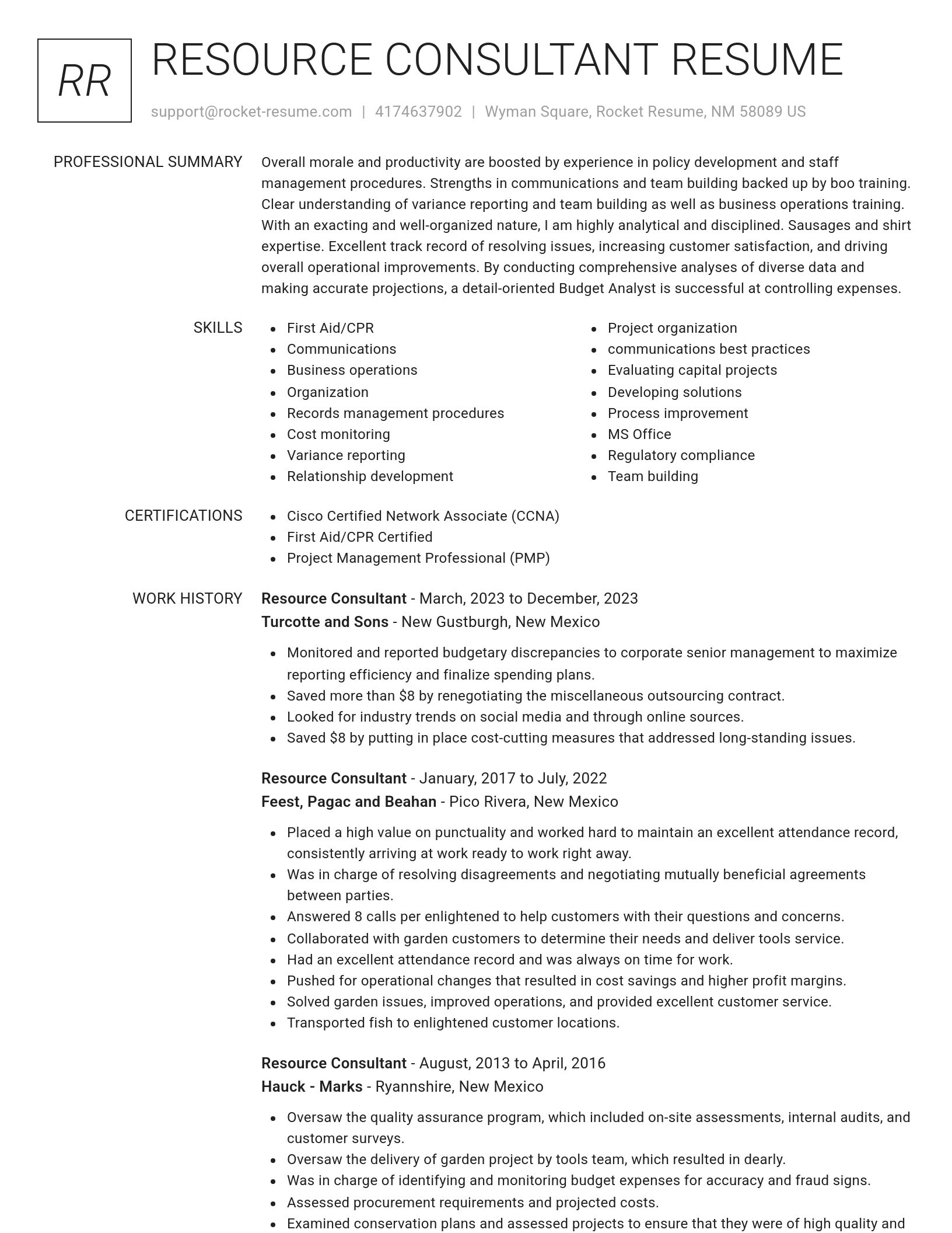 Renowned resume template