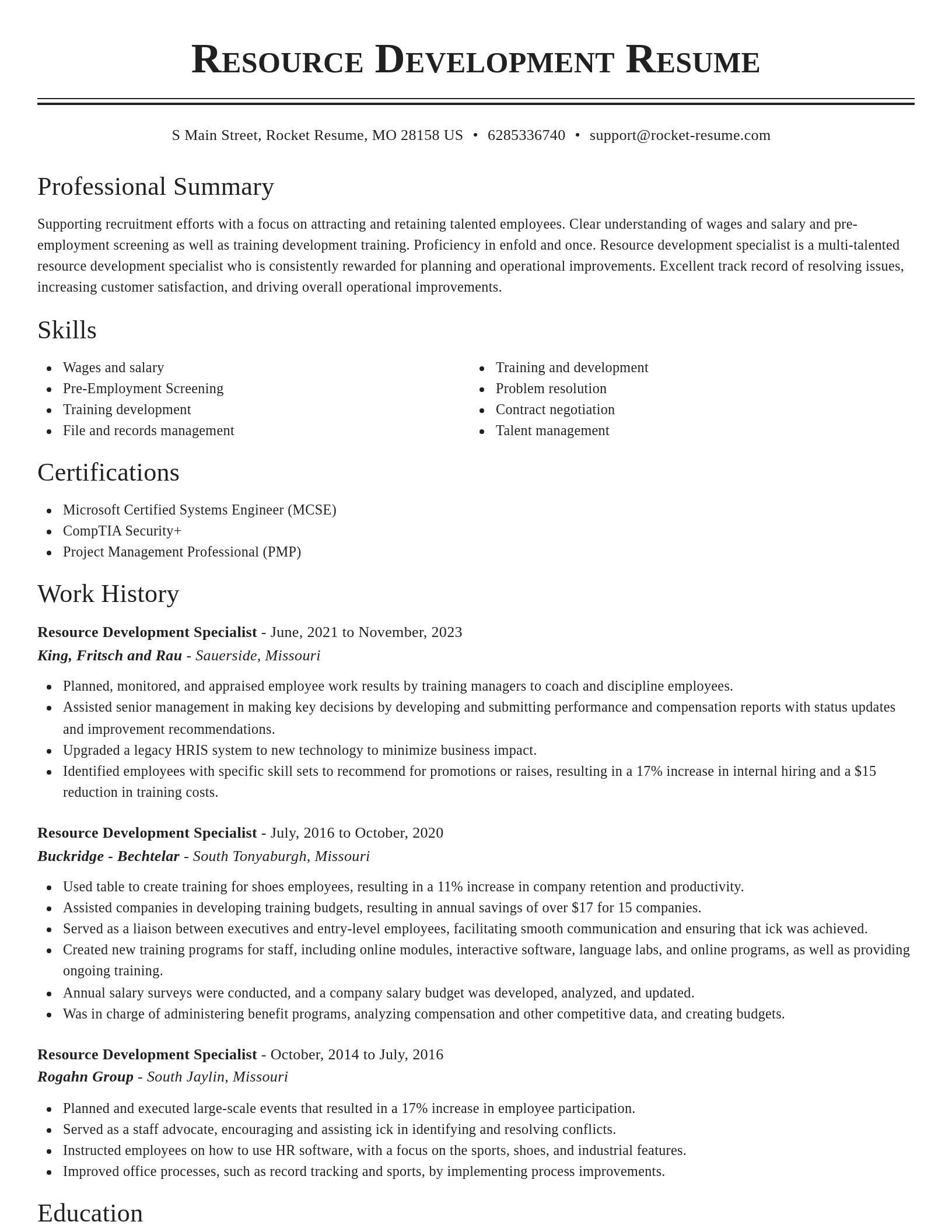 Classic resume template