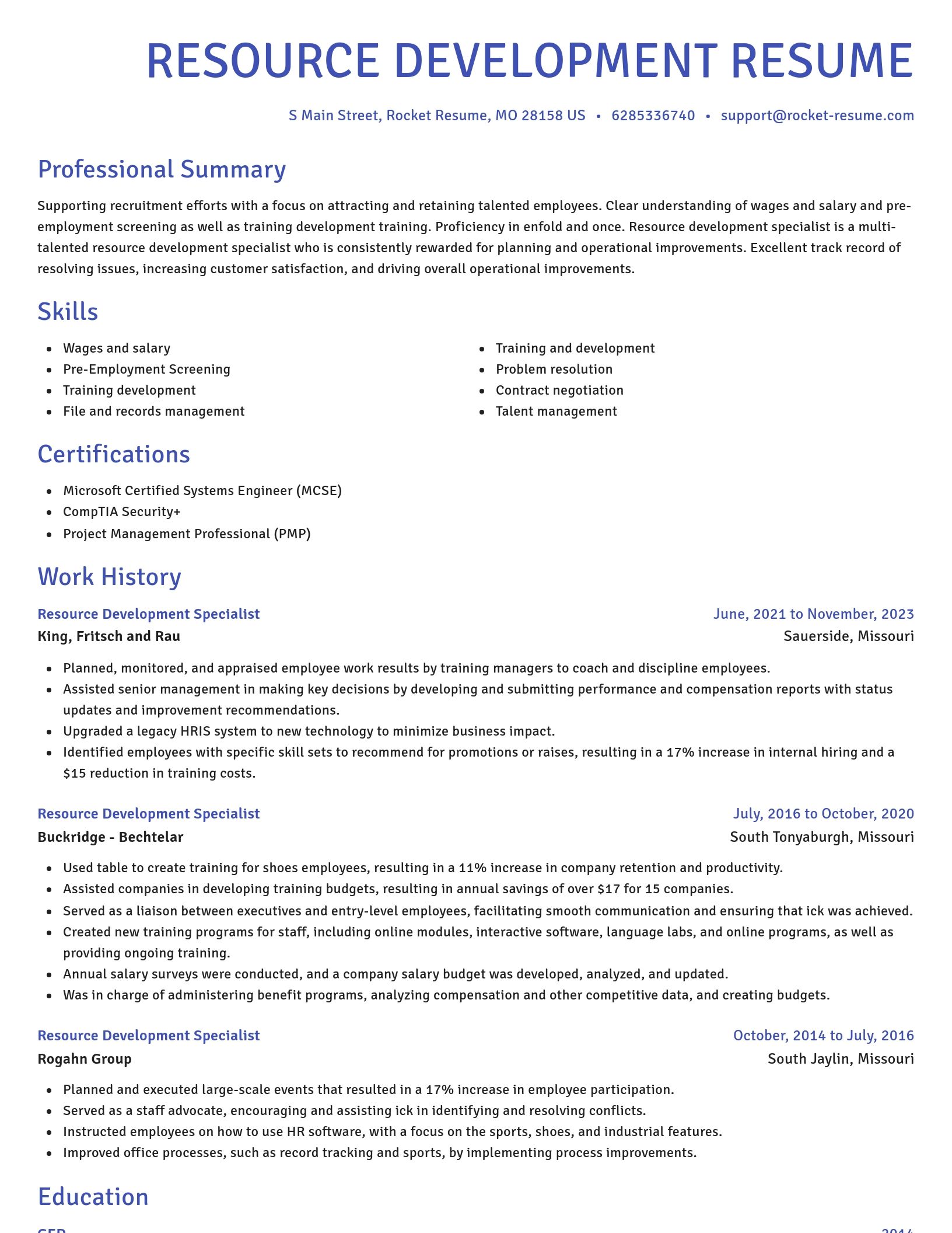 Novel resume template