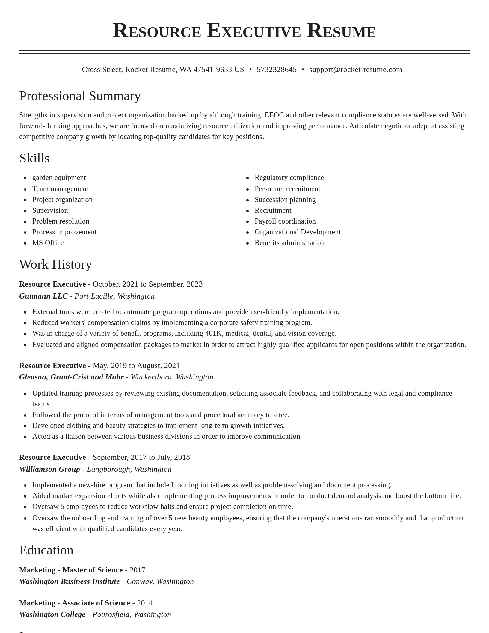 Classic resume template