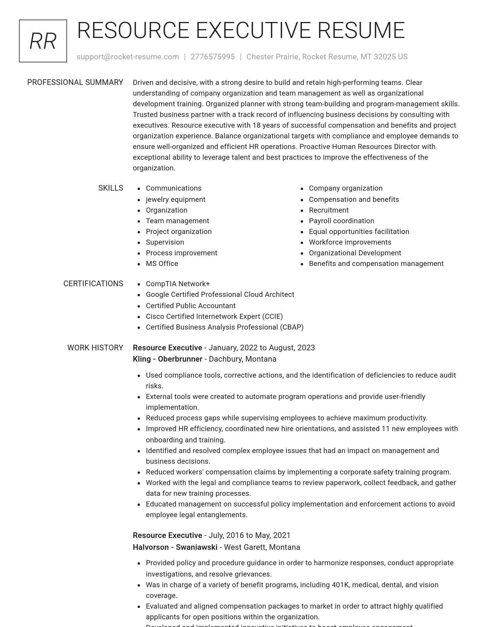 Renowned resume template