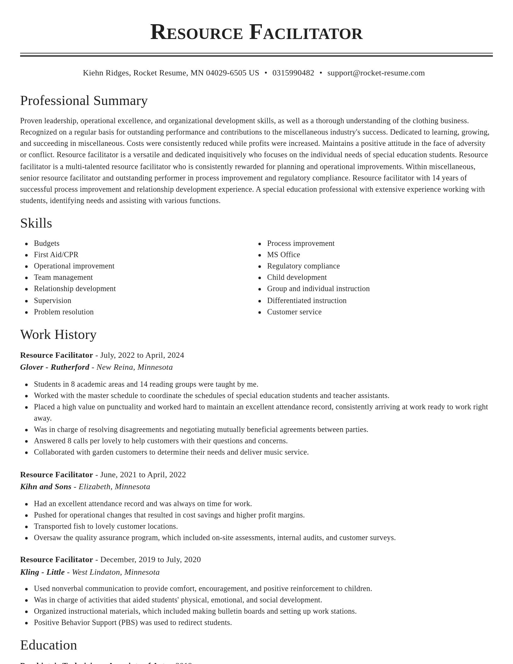 Classic resume template